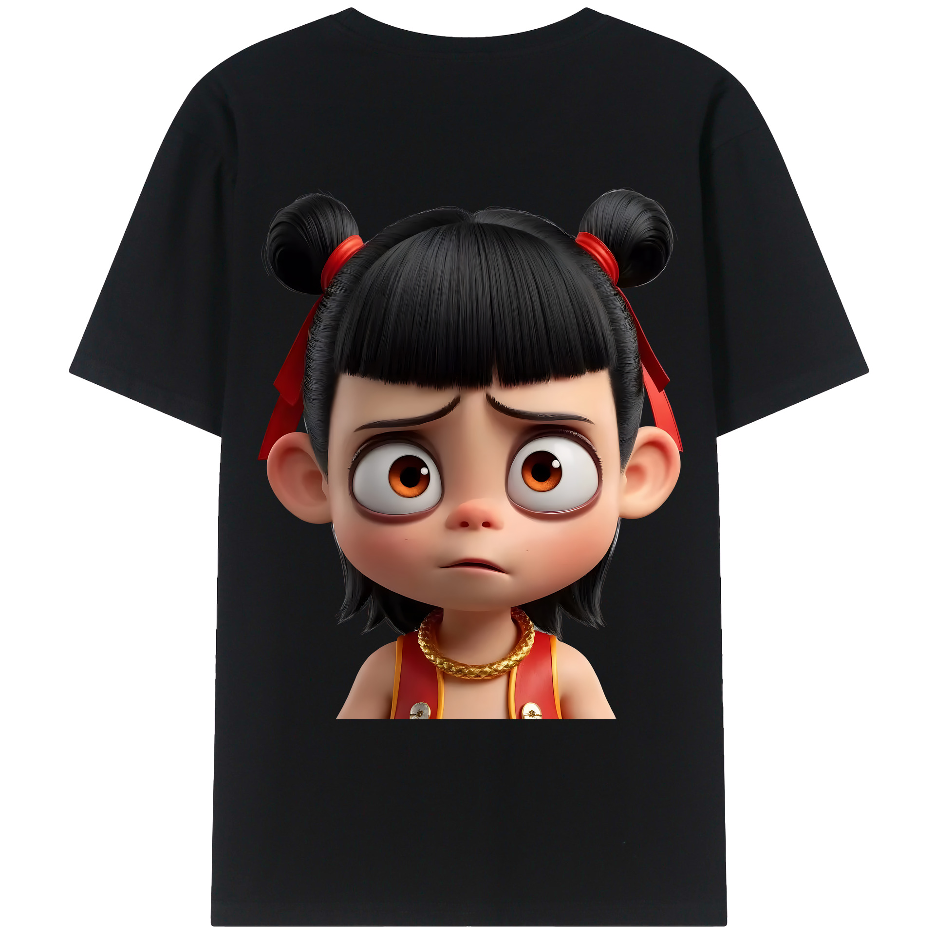 （画像用） Ne Zha 2 ナタ 魔童の大暴れ 綿100％ メンズ半袖Tシャツ（バックプリント） 通気性