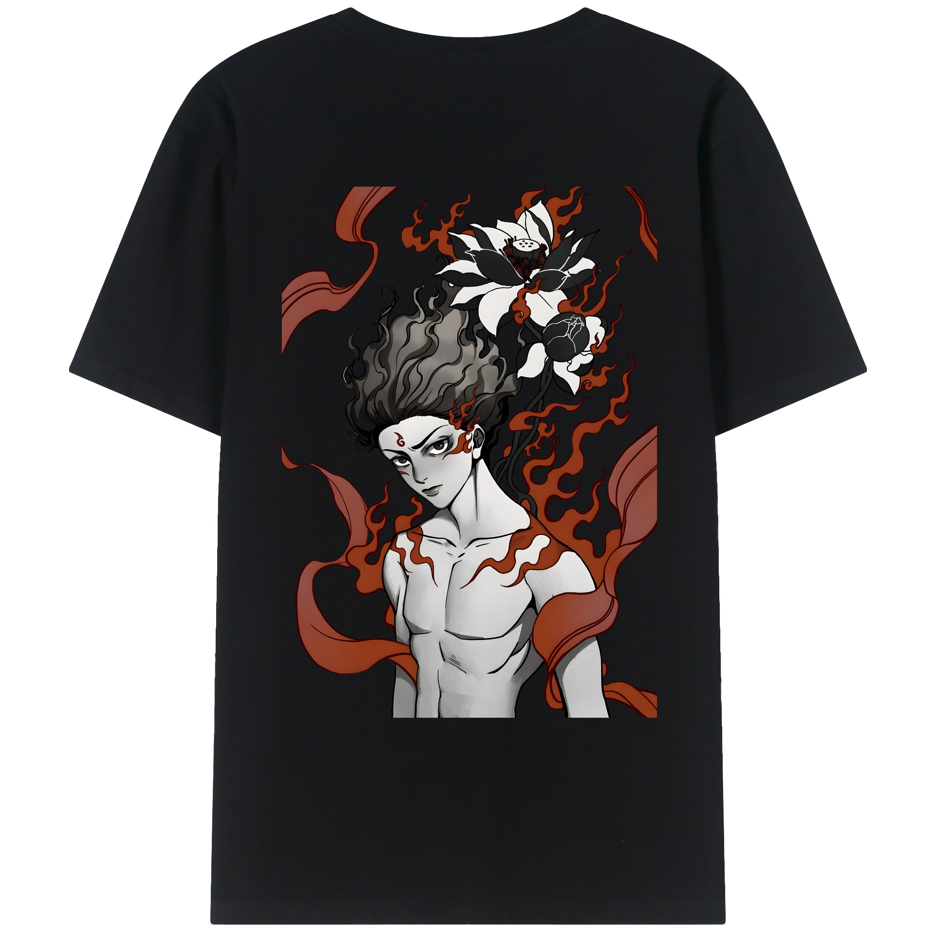 （画像用） Ne Zha 2 ナタ 魔童の大暴れ 綿100％ メンズ半袖Tシャツ（バックプリント） 通気性