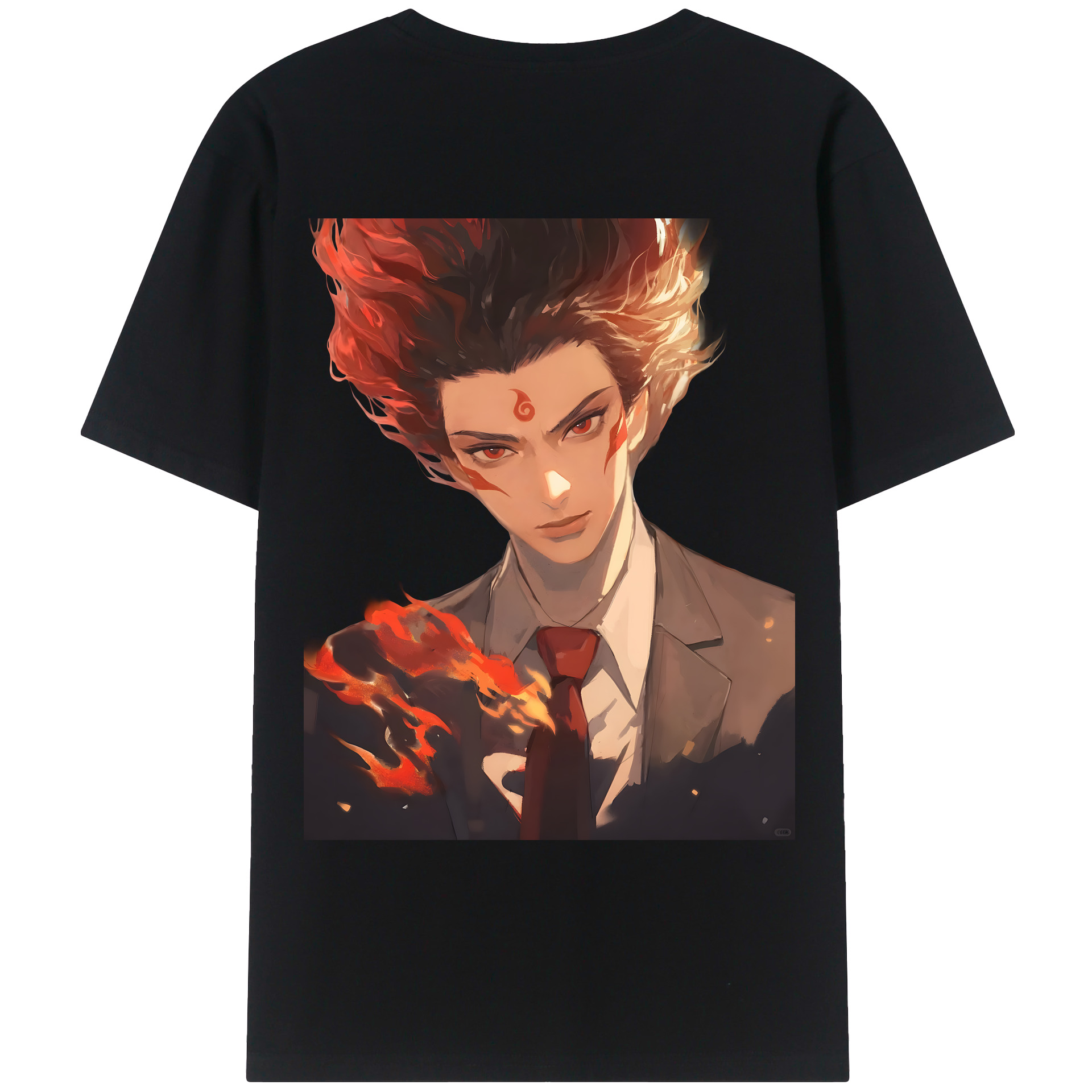 （画像用） Ne Zha 2 ナタ 魔童の大暴れ 綿100％ メンズ半袖Tシャツ（バックプリント） 通気性