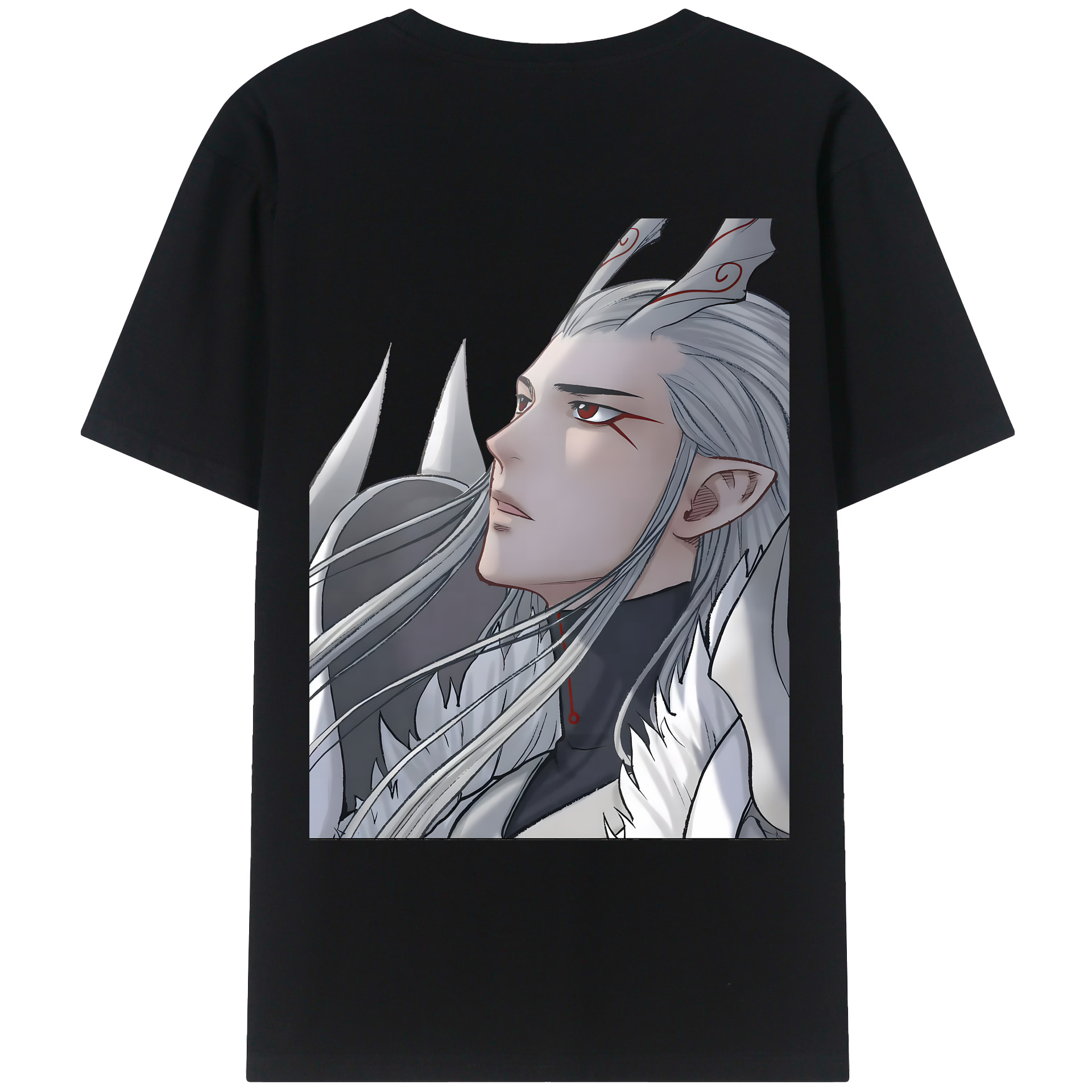 （画像用） Ne Zha 2 ナタ 魔童の大暴れ 綿100％ メンズ半袖Tシャツ（バックプリント） 通気性
