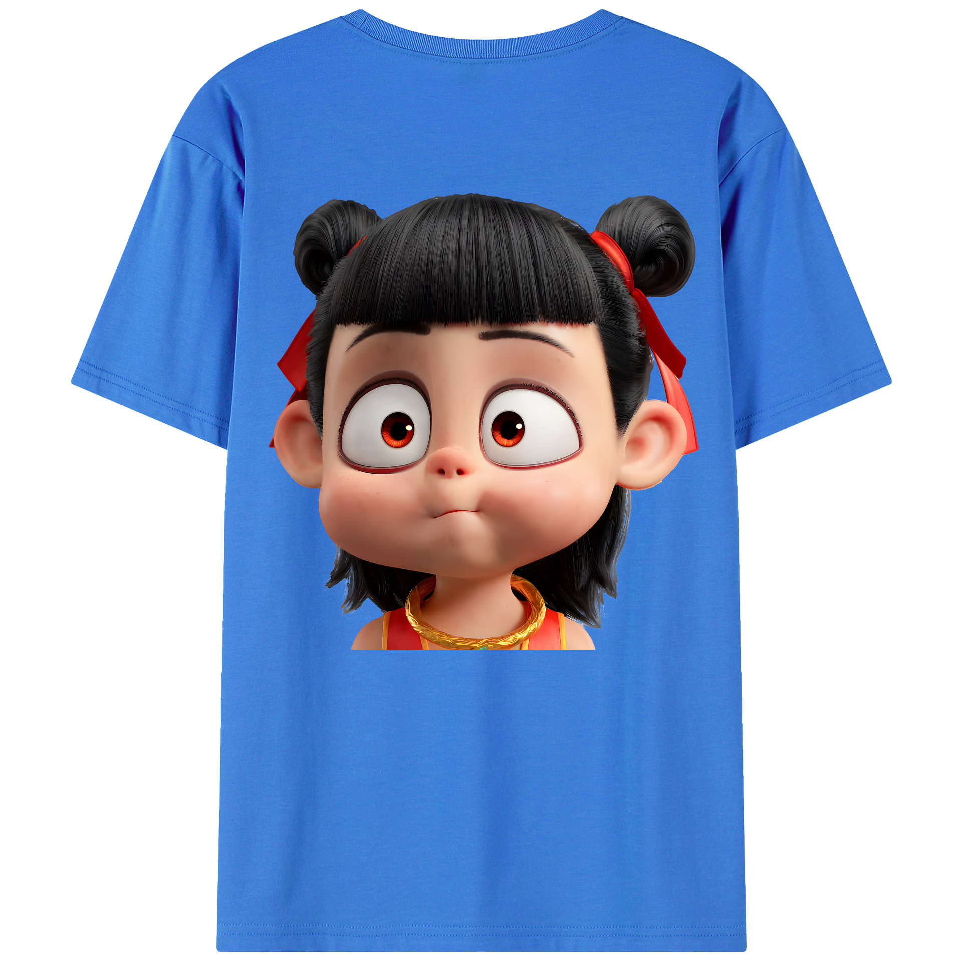 （画像用） Ne Zha 2 ナタ 魔童の大暴れ 綿100％ メンズ半袖Tシャツ（バックプリント） 通気性