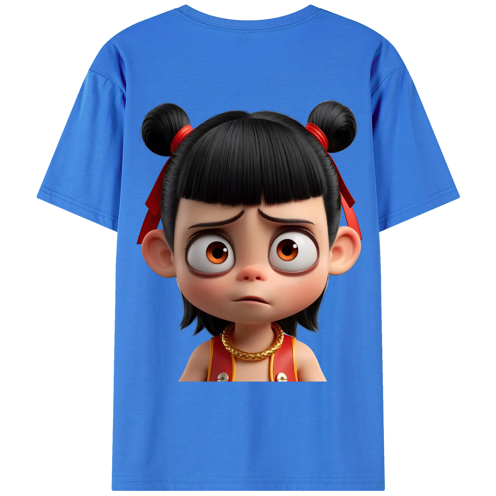 （画像用） Ne Zha 2 ナタ 魔童の大暴れ 綿100％ メンズ半袖Tシャツ（バックプリント） 通気性