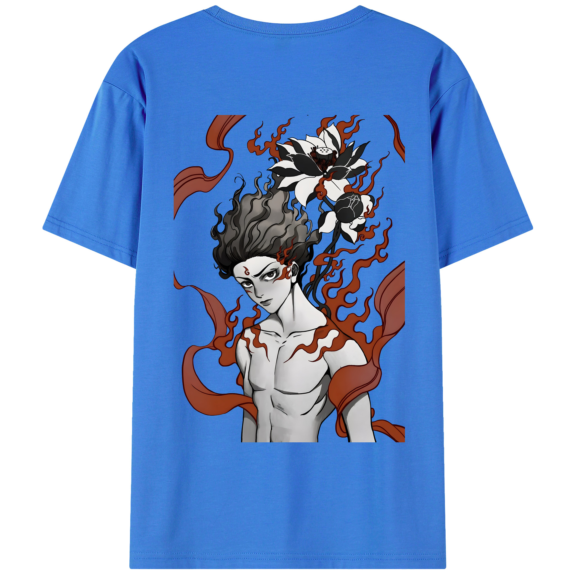 （画像用） Ne Zha 2 ナタ 魔童の大暴れ 綿100％ メンズ半袖Tシャツ（バックプリント） 通気性