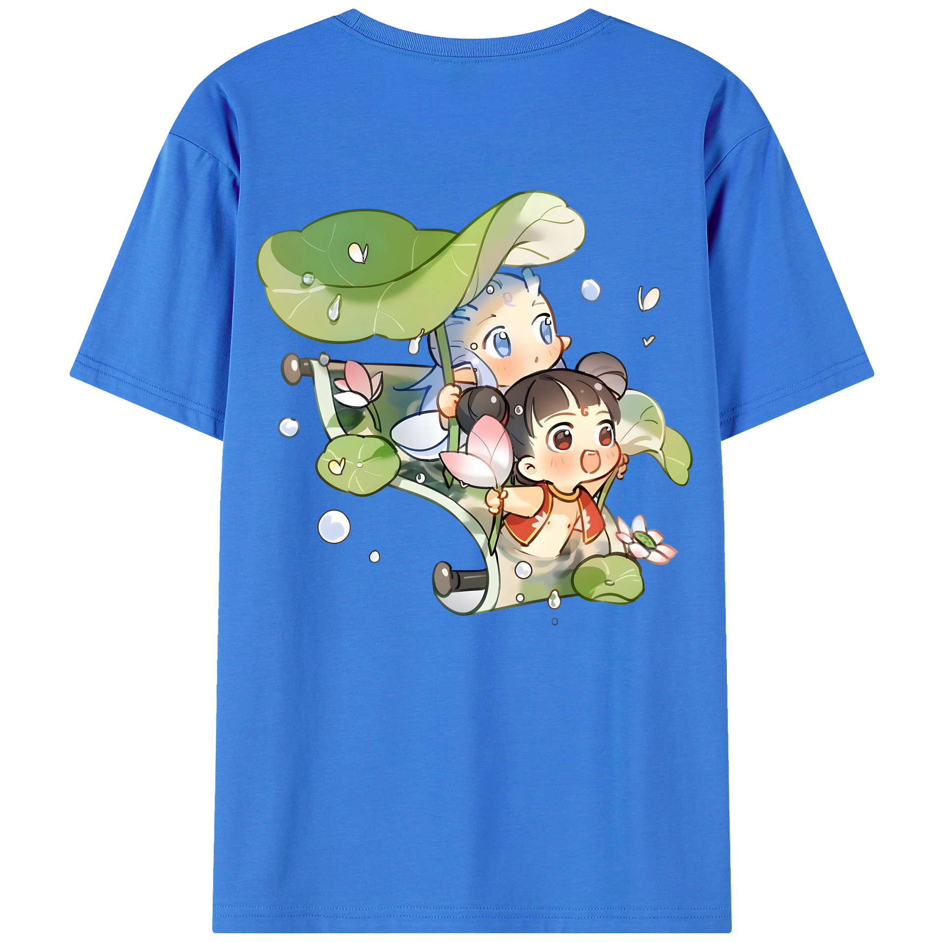 （画像用） Ne Zha 2 ナタ 魔童の大暴れ 綿100％ メンズ半袖Tシャツ（バックプリント） 通気性