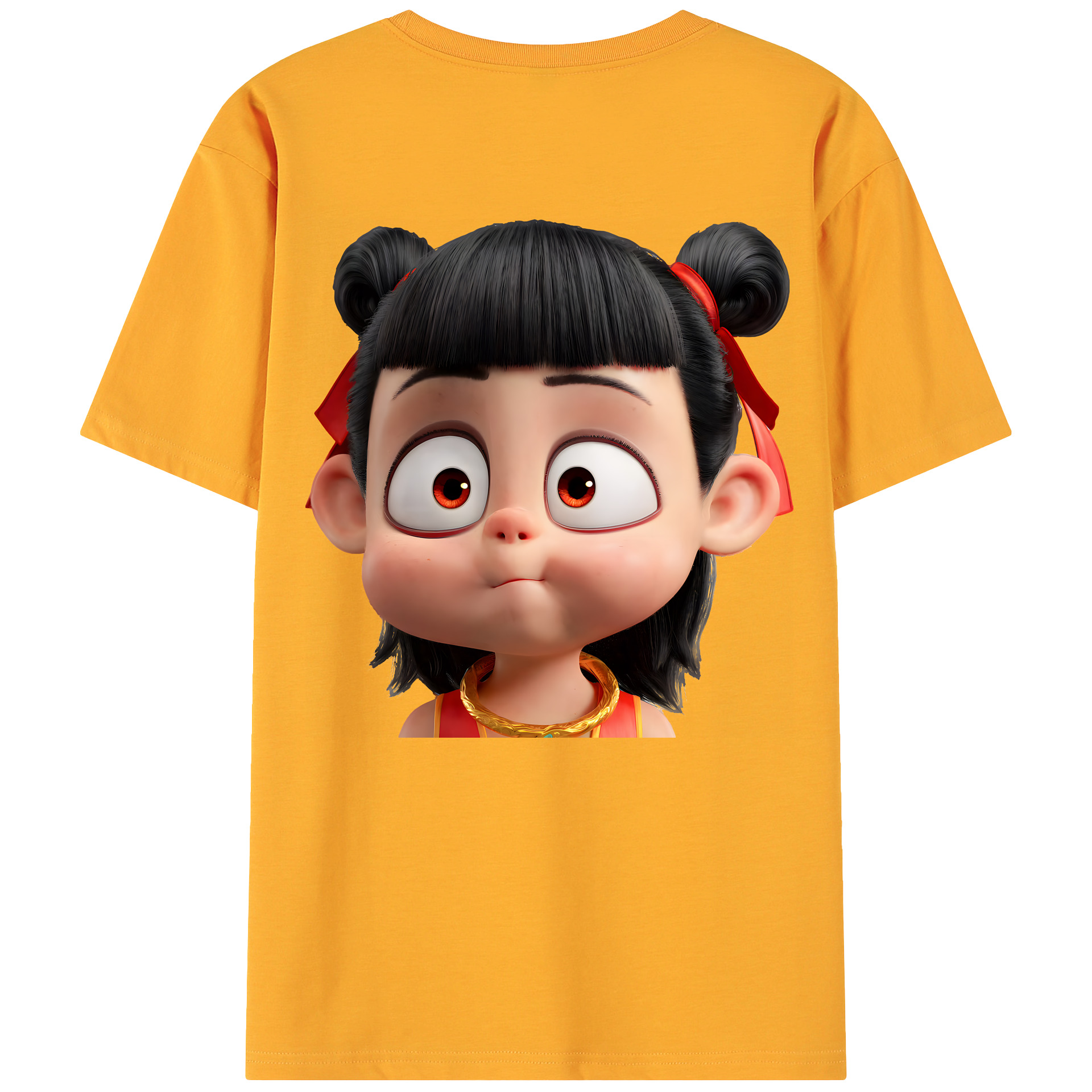 （画像用） Ne Zha 2 ナタ 魔童の大暴れ 綿100％ メンズ半袖Tシャツ（バックプリント） 通気性