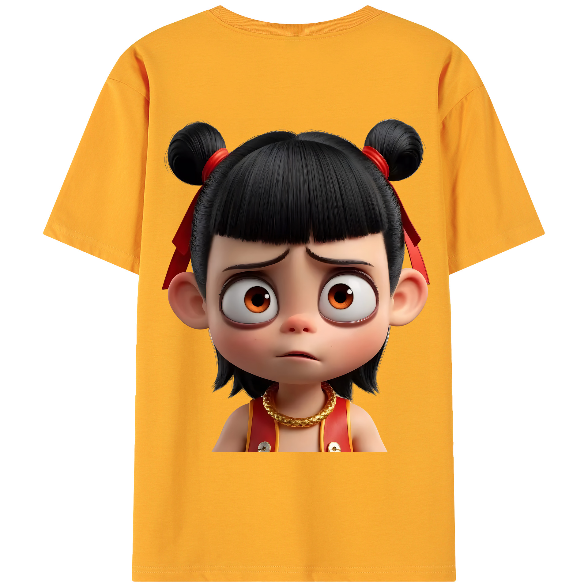 （画像用） Ne Zha 2 ナタ 魔童の大暴れ 綿100％ メンズ半袖Tシャツ（バックプリント） 通気性