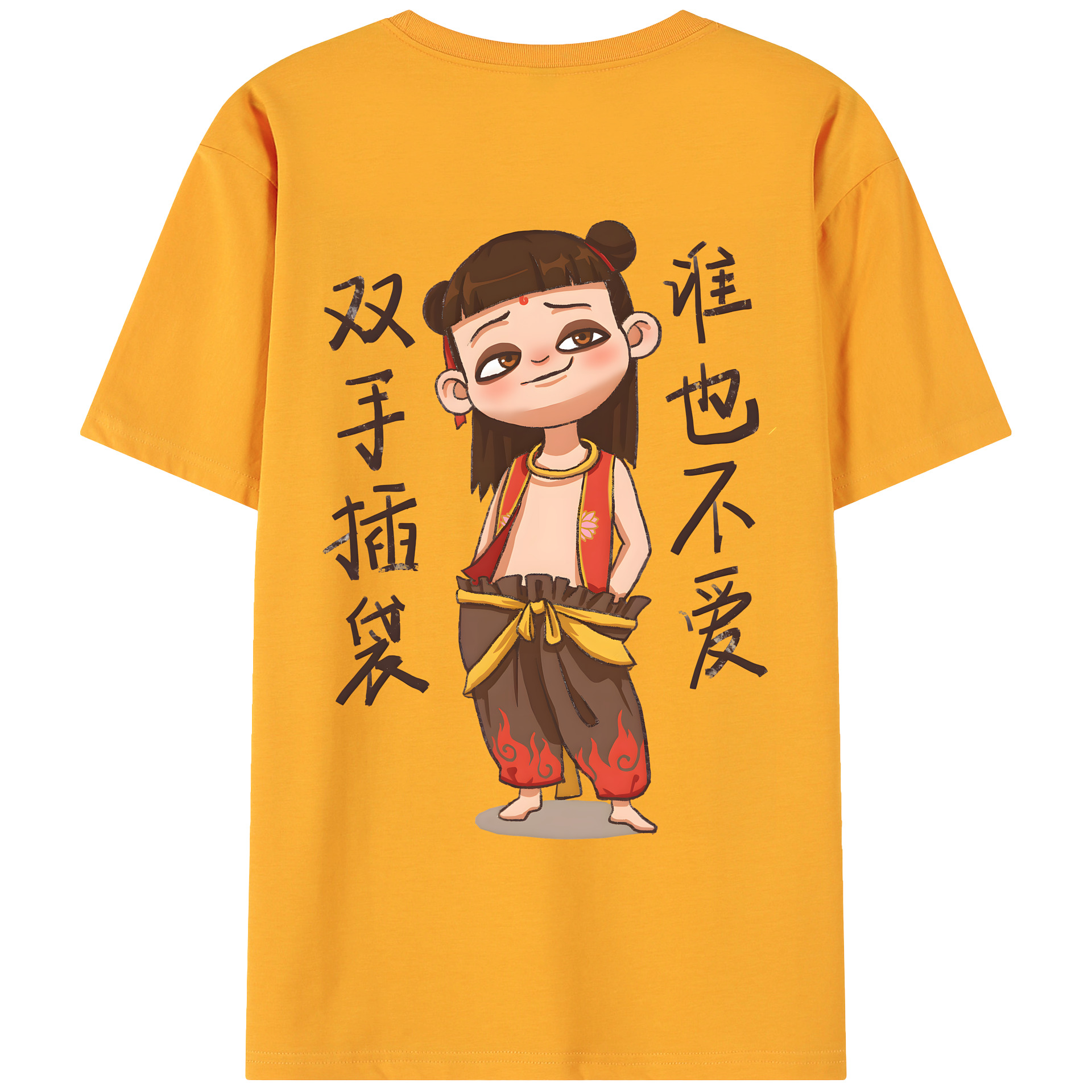 （画像用） Ne Zha 2 ナタ 魔童の大暴れ 綿100％ メンズ半袖Tシャツ（バックプリント） 通気性