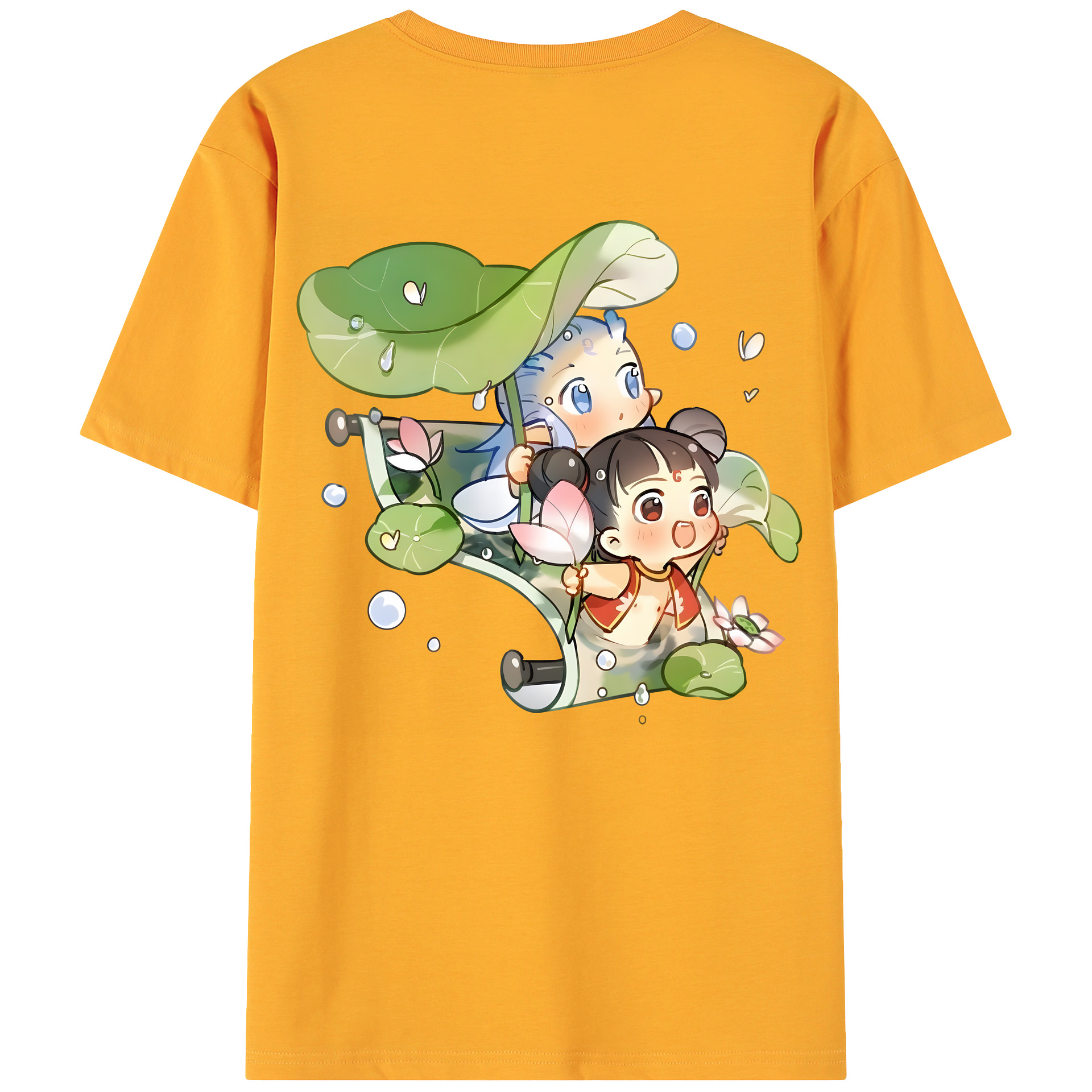 （画像用） Ne Zha 2 ナタ 魔童の大暴れ 綿100％ メンズ半袖Tシャツ（バックプリント） 通気性
