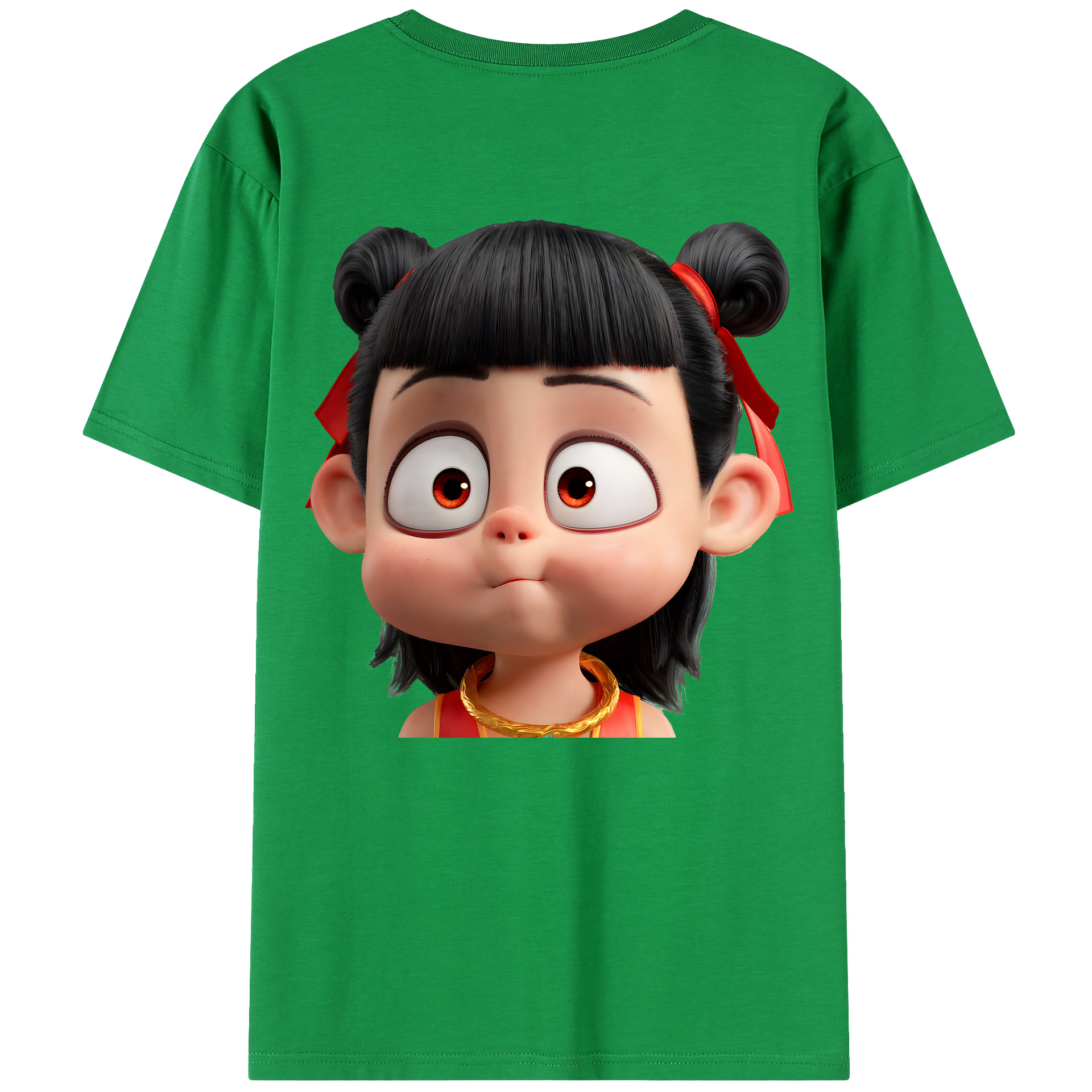 （画像用） Ne Zha 2 ナタ 魔童の大暴れ 綿100％ メンズ半袖Tシャツ（バックプリント） 通気性