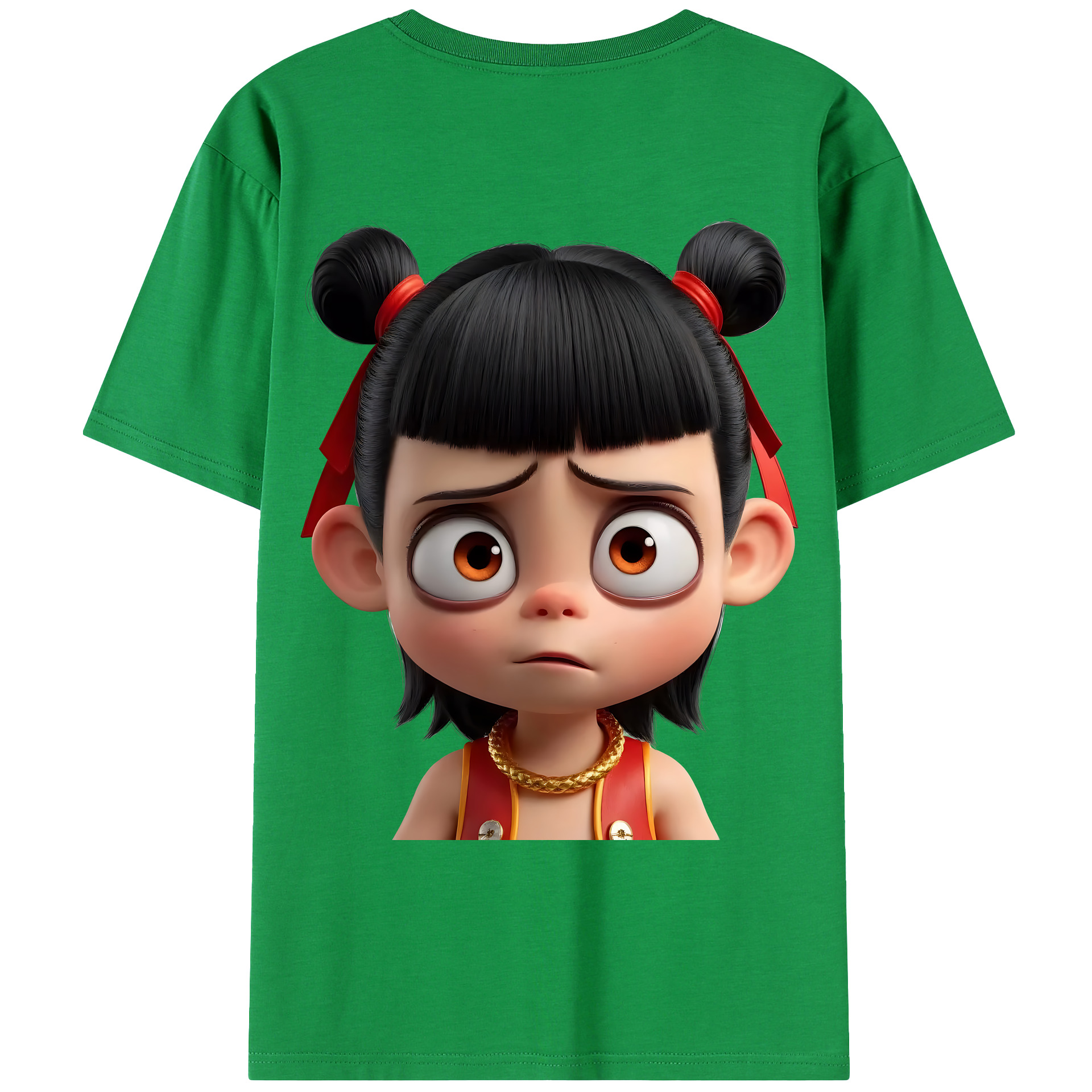 （画像用） Ne Zha 2 ナタ 魔童の大暴れ 綿100％ メンズ半袖Tシャツ（バックプリント） 通気性