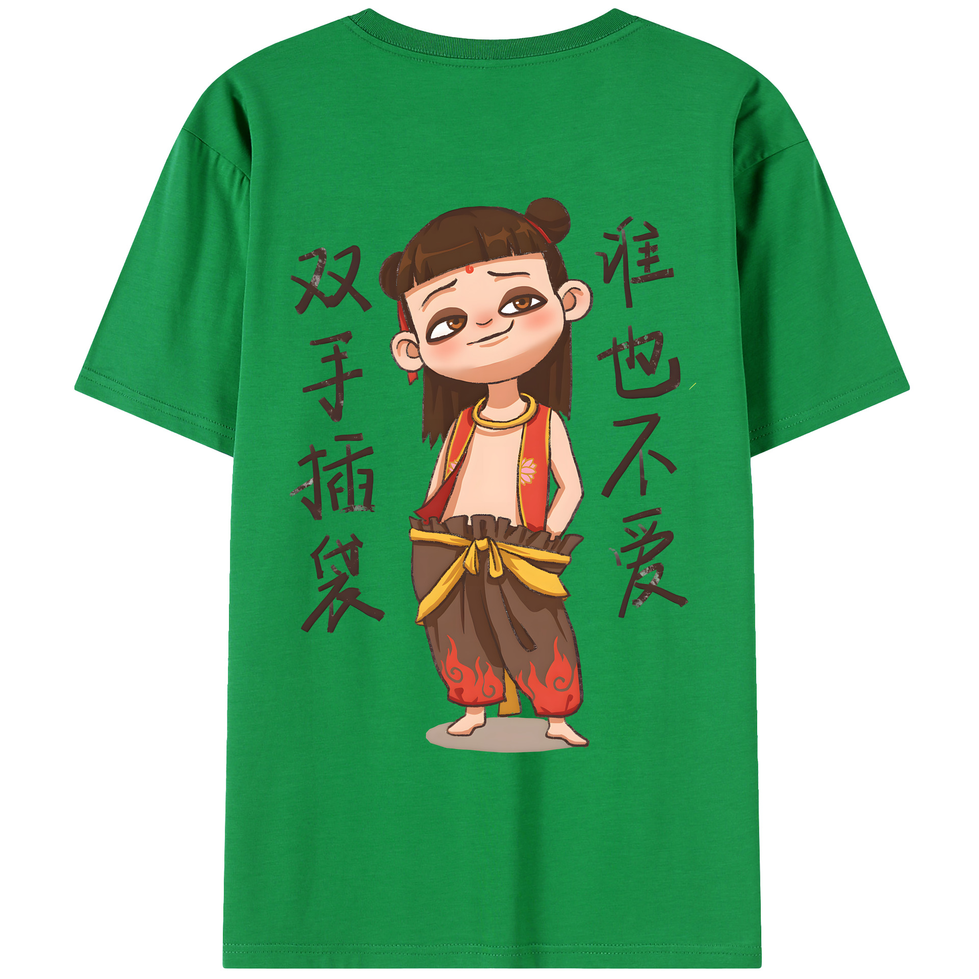 （画像用） Ne Zha 2 ナタ 魔童の大暴れ 綿100％ メンズ半袖Tシャツ（バックプリント） 通気性
