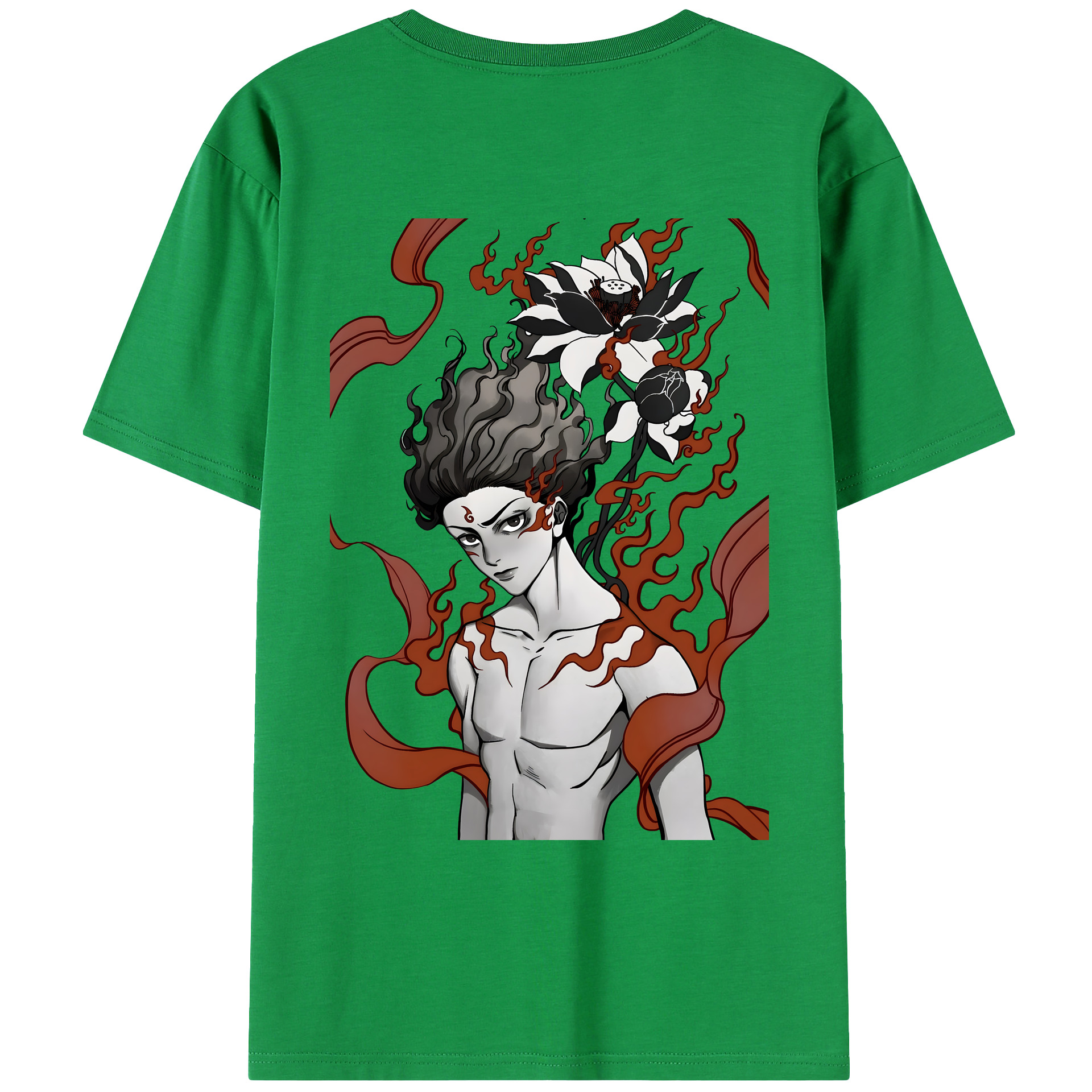 （画像用） Ne Zha 2 ナタ 魔童の大暴れ 綿100％ メンズ半袖Tシャツ（バックプリント） 通気性