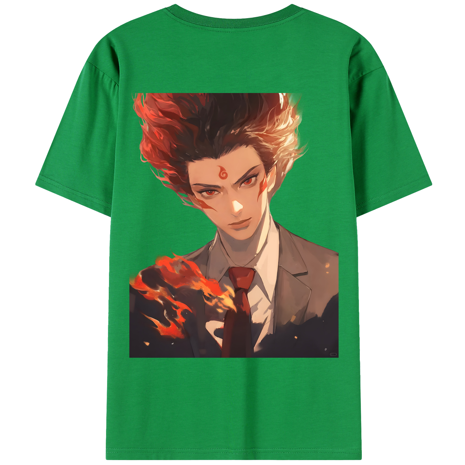 （画像用） Ne Zha 2 ナタ 魔童の大暴れ 綿100％ メンズ半袖Tシャツ（バックプリント） 通気性