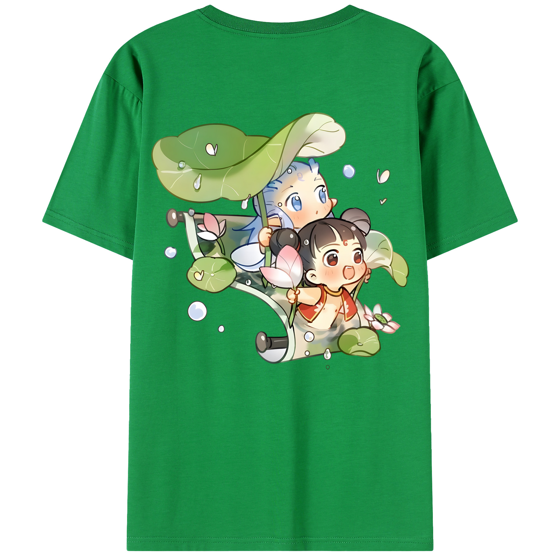 （画像用） Ne Zha 2 ナタ 魔童の大暴れ 綿100％ メンズ半袖Tシャツ（バックプリント） 通気性