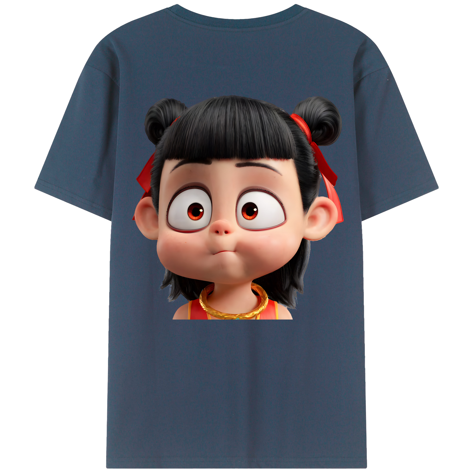 （画像用） Ne Zha 2 ナタ 魔童の大暴れ 綿100％ メンズ半袖Tシャツ（バックプリント） 通気性