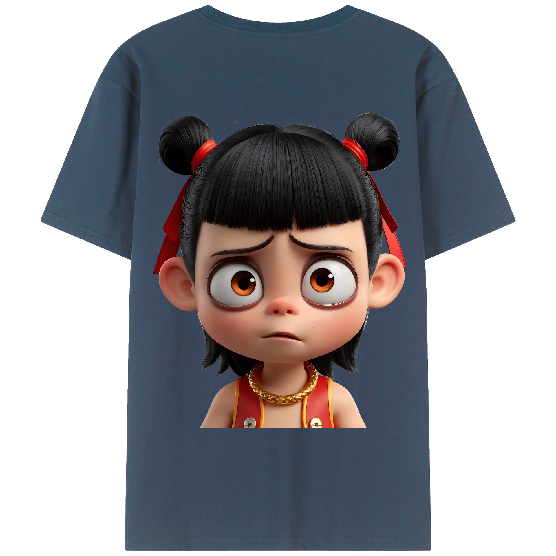 （画像用） Ne Zha 2 ナタ 魔童の大暴れ 綿100％ メンズ半袖Tシャツ（バックプリント） 通気性