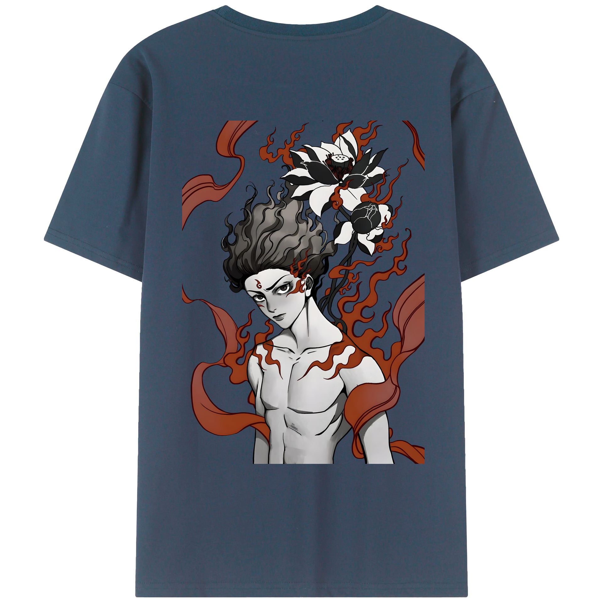 （画像用） Ne Zha 2 ナタ 魔童の大暴れ 綿100％ メンズ半袖Tシャツ（バックプリント） 通気性