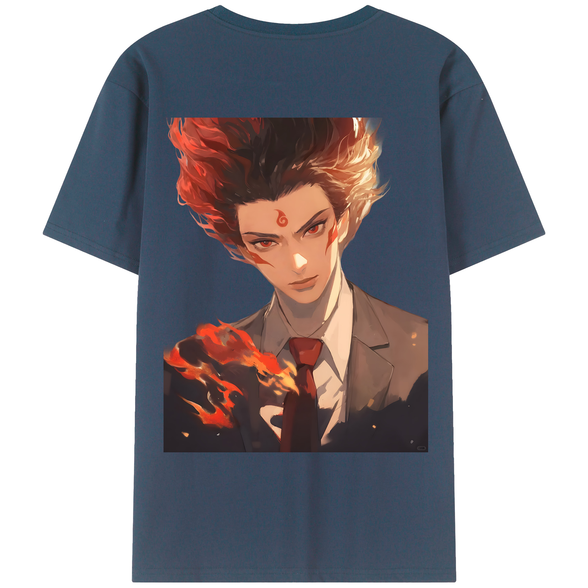 （画像用） Ne Zha 2 ナタ 魔童の大暴れ 綿100％ メンズ半袖Tシャツ（バックプリント） 通気性