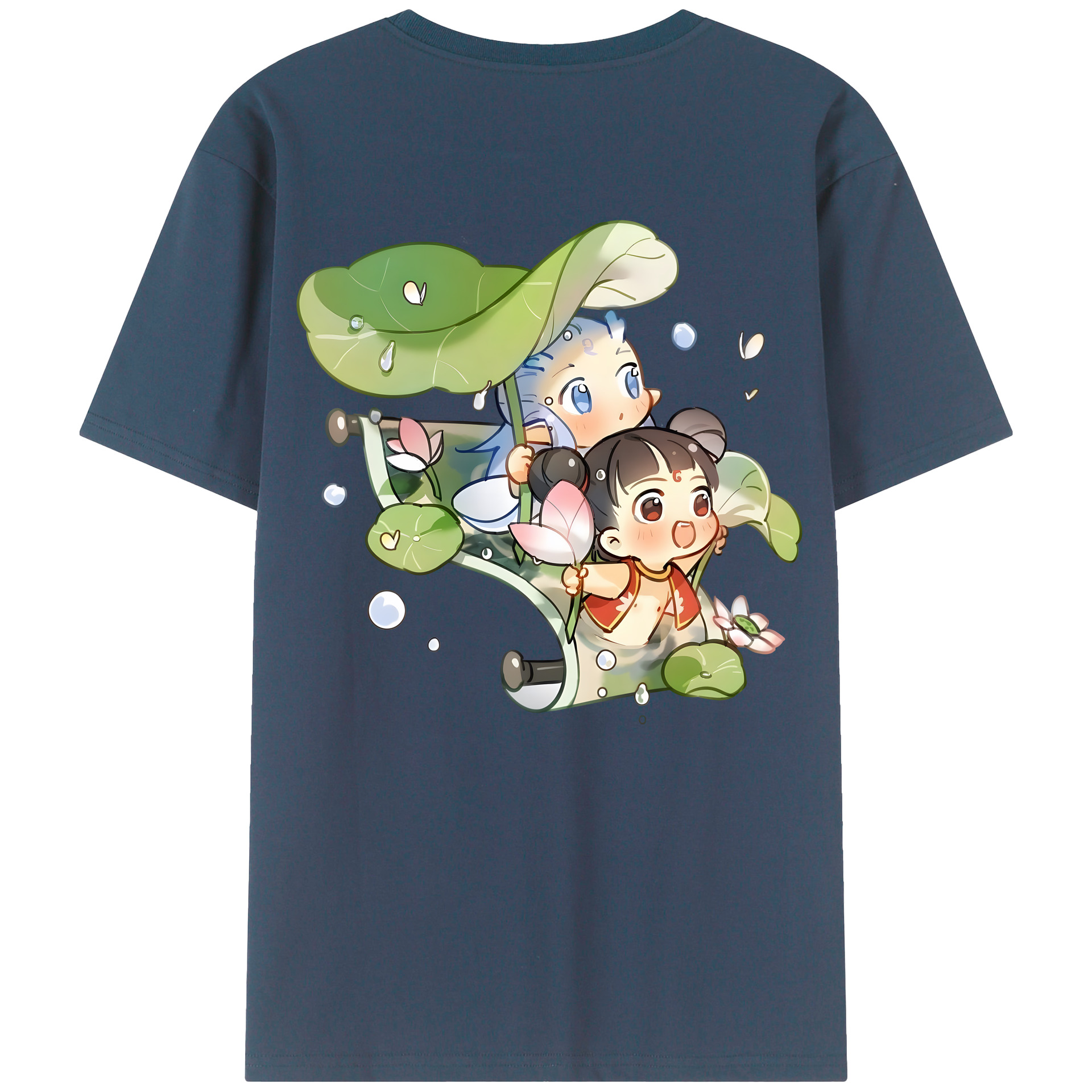 （画像用） Ne Zha 2 ナタ 魔童の大暴れ 綿100％ メンズ半袖Tシャツ（バックプリント） 通気性
