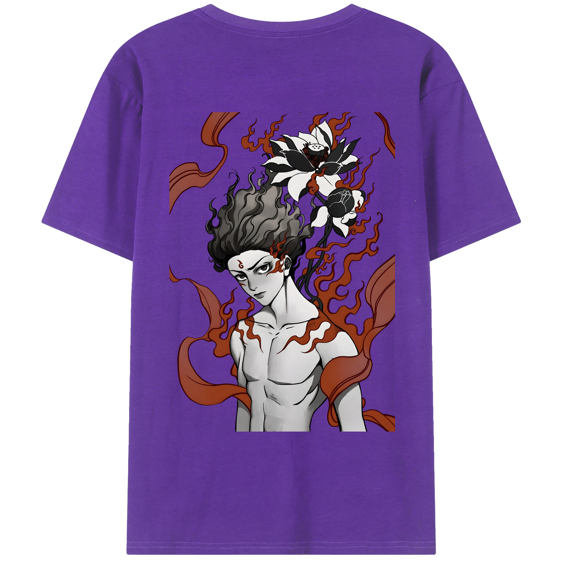 （画像用） Ne Zha 2 ナタ 魔童の大暴れ 綿100％ メンズ半袖Tシャツ（バックプリント） 通気性