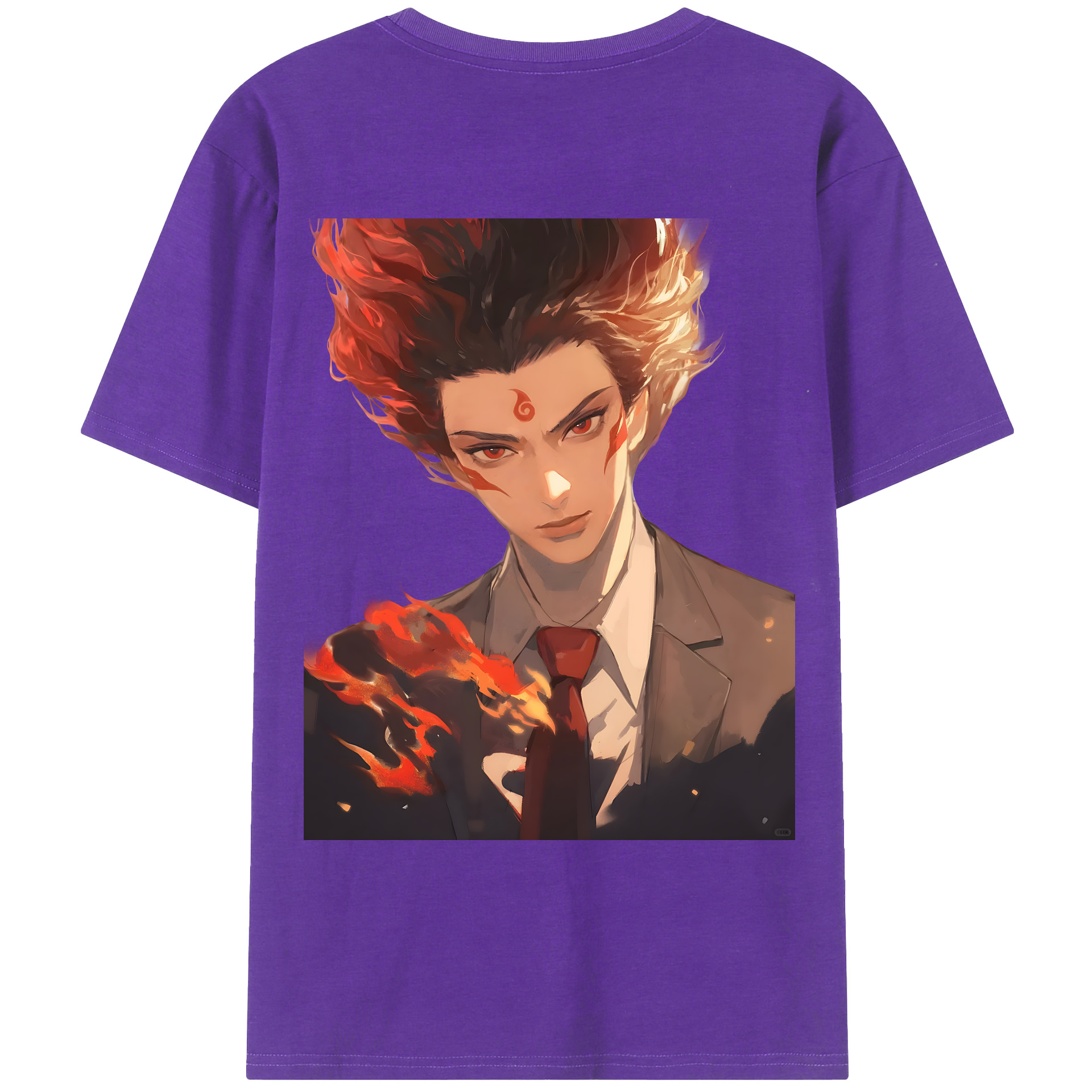 （画像用） Ne Zha 2 ナタ 魔童の大暴れ 綿100％ メンズ半袖Tシャツ（バックプリント） 通気性
