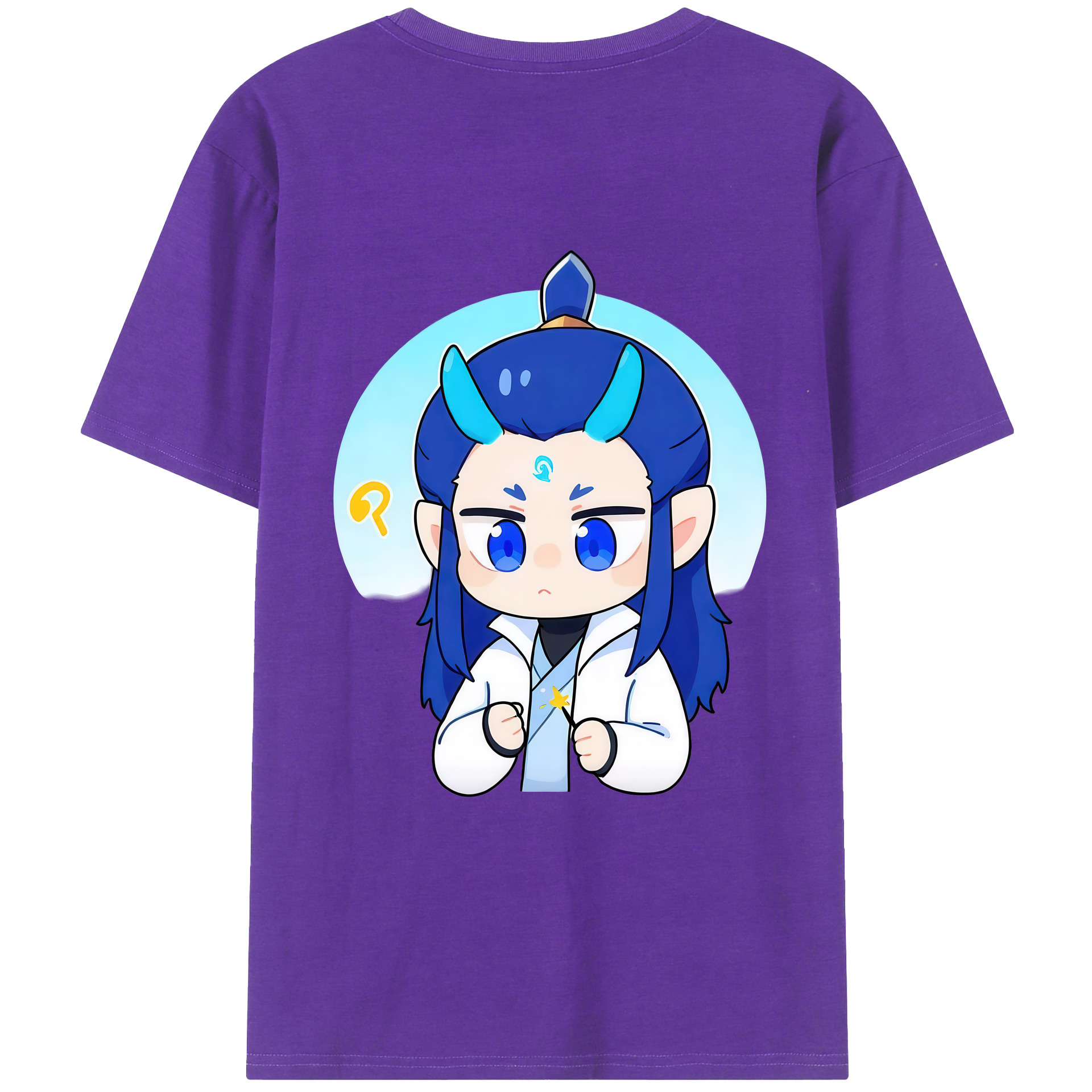 （画像用） Ne Zha 2 ナタ 魔童の大暴れ 綿100％ メンズ半袖Tシャツ（バックプリント） 通気性