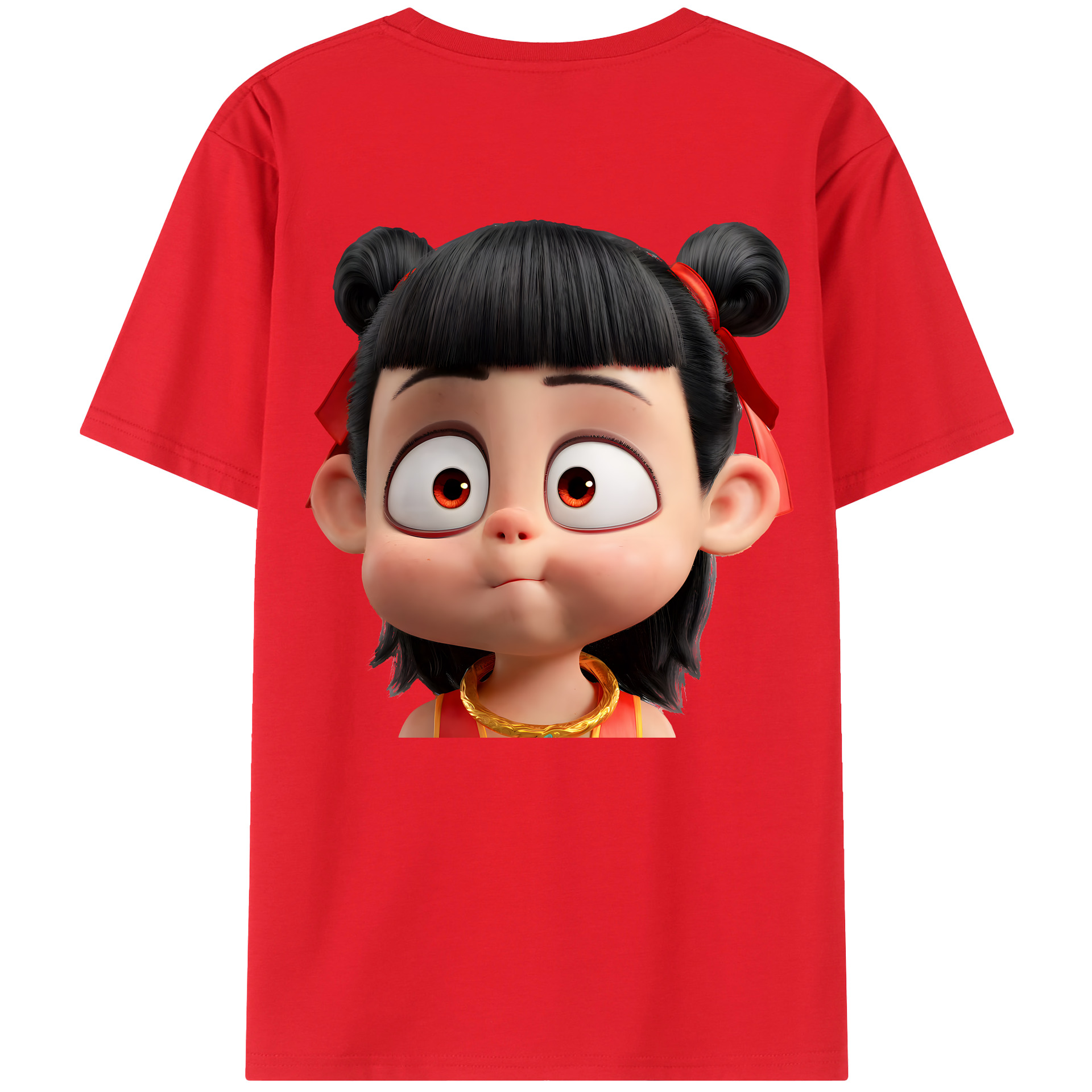 （画像用） Ne Zha 2 ナタ 魔童の大暴れ 綿100％ メンズ半袖Tシャツ（バックプリント） 通気性