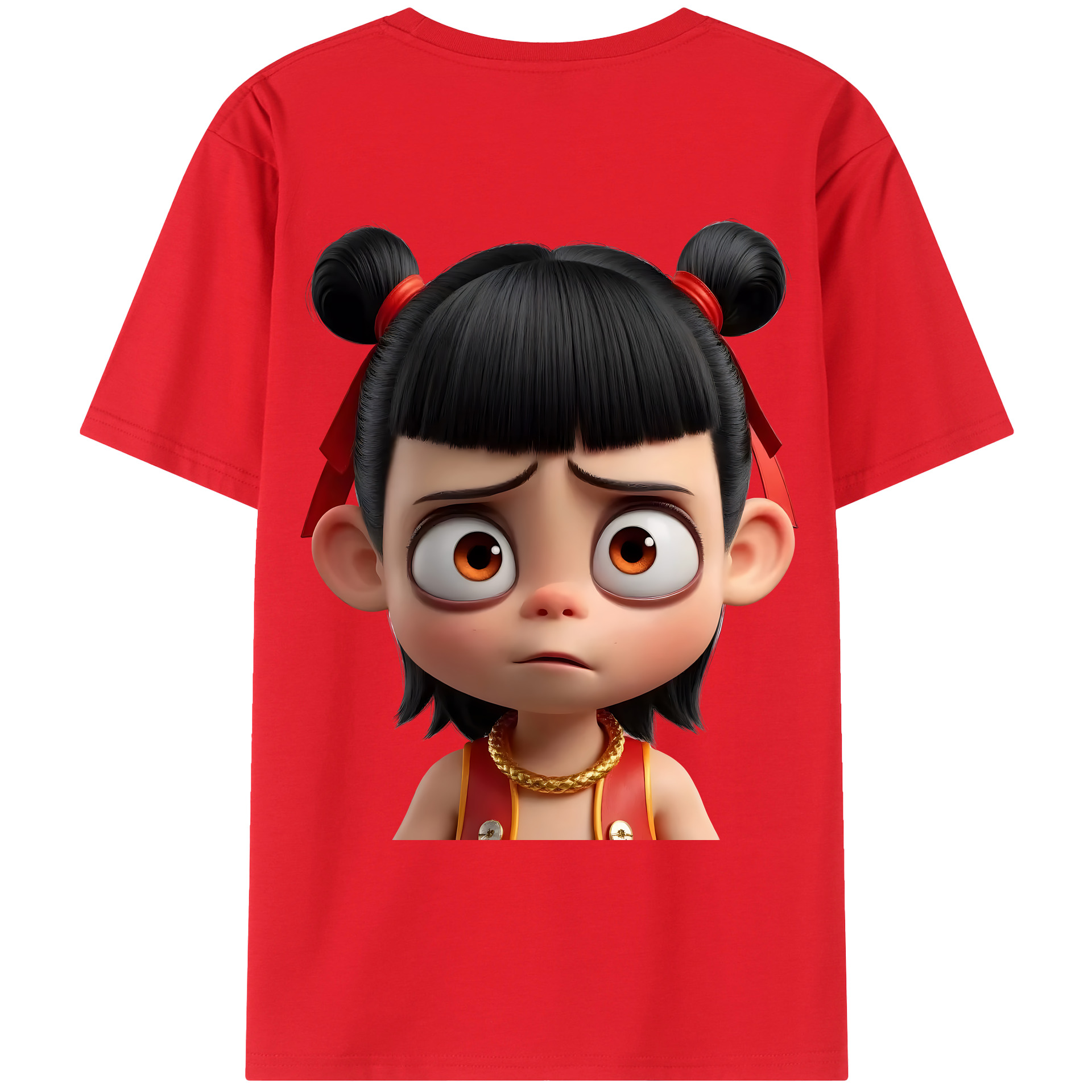 （画像用） Ne Zha 2 ナタ 魔童の大暴れ 綿100％ メンズ半袖Tシャツ（バックプリント） 通気性