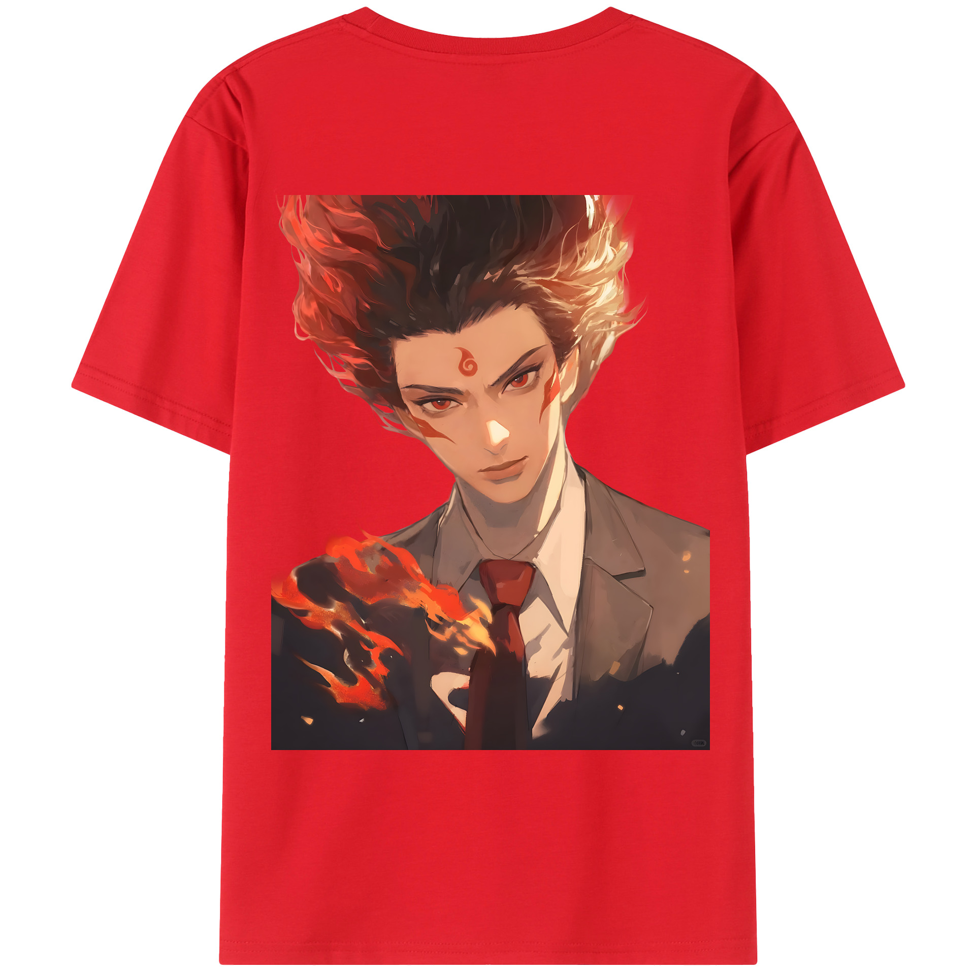 （画像用） Ne Zha 2 ナタ 魔童の大暴れ 綿100％ メンズ半袖Tシャツ（バックプリント） 通気性