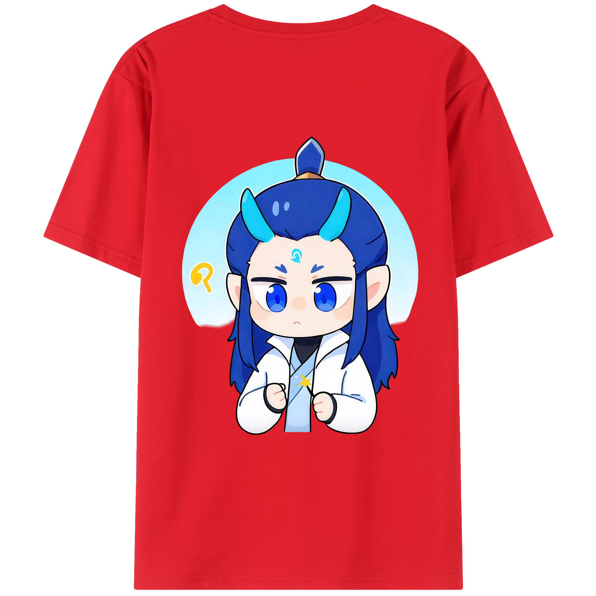 （画像用） Ne Zha 2 ナタ 魔童の大暴れ 綿100％ メンズ半袖Tシャツ（バックプリント） 通気性