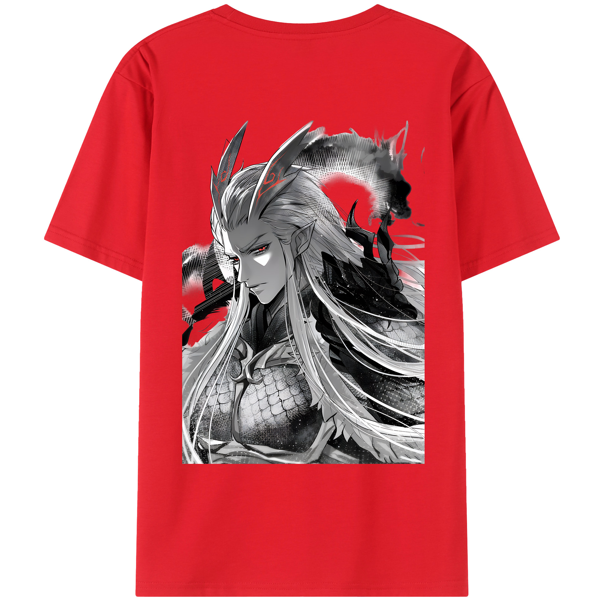 （画像用） Ne Zha 2 ナタ 魔童の大暴れ 綿100％ メンズ半袖Tシャツ（バックプリント） 通気性