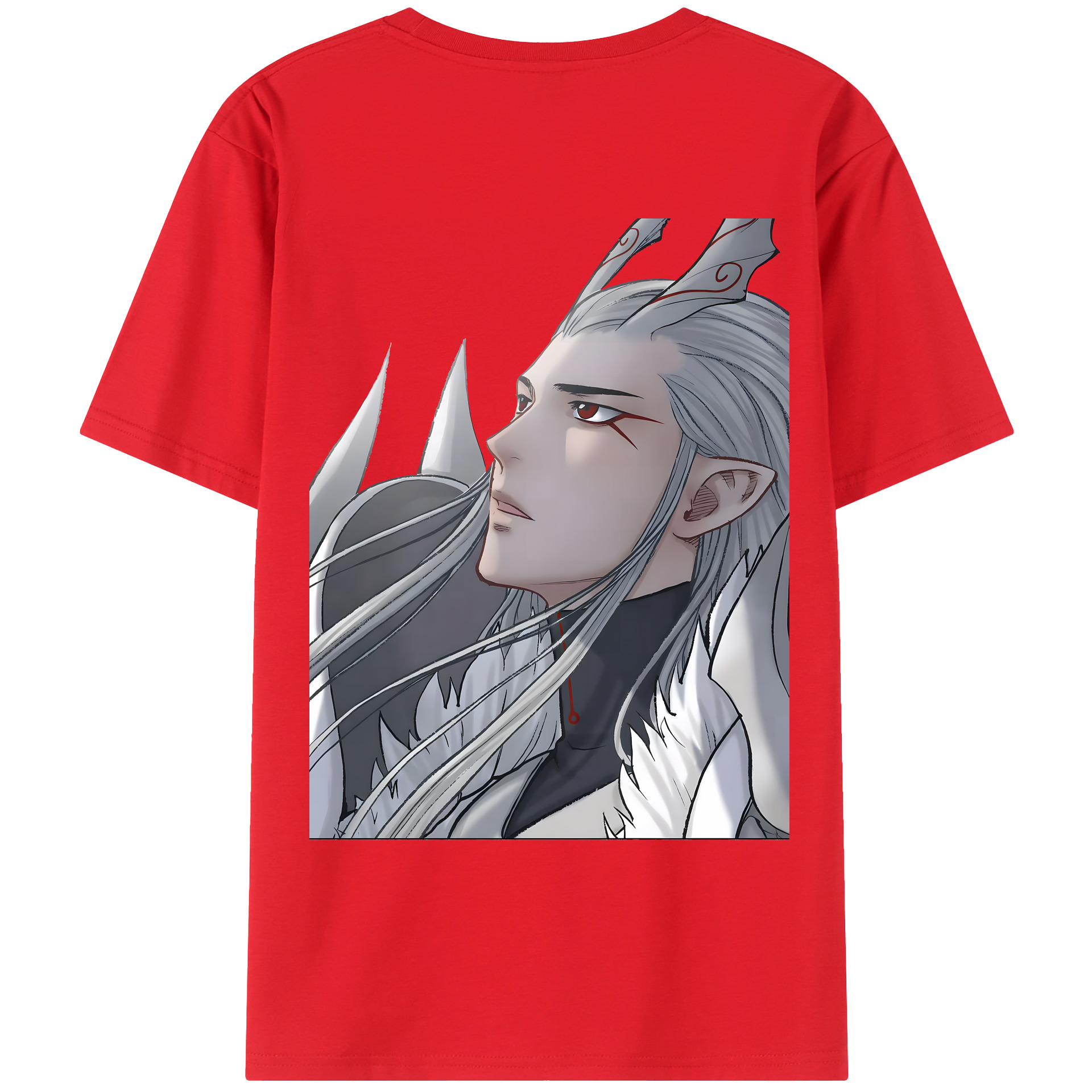 （画像用） Ne Zha 2 ナタ 魔童の大暴れ 綿100％ メンズ半袖Tシャツ（バックプリント） 通気性
