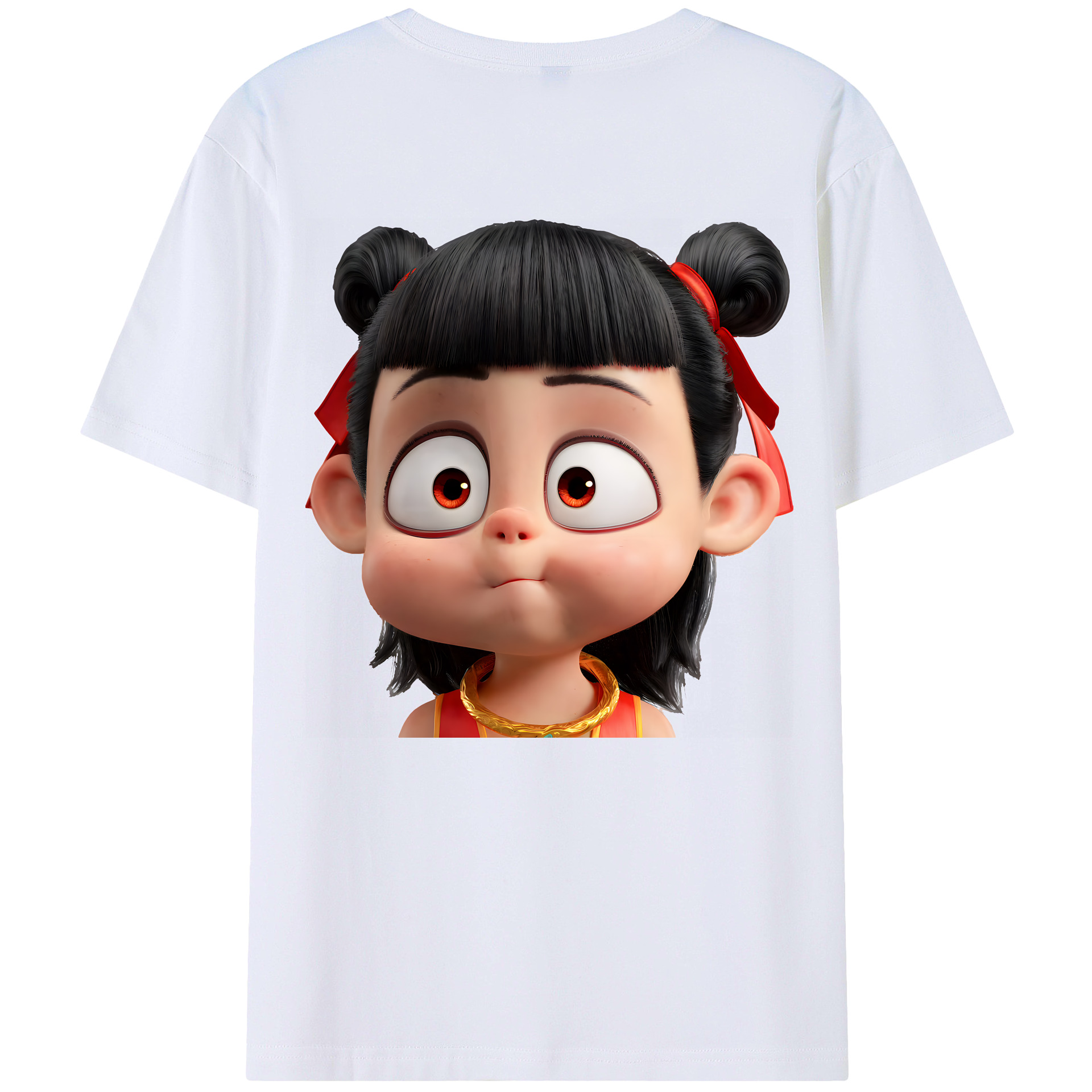 （画像用） Ne Zha 2 ナタ 魔童の大暴れ 綿100％ メンズ半袖Tシャツ（バックプリント） 通気性