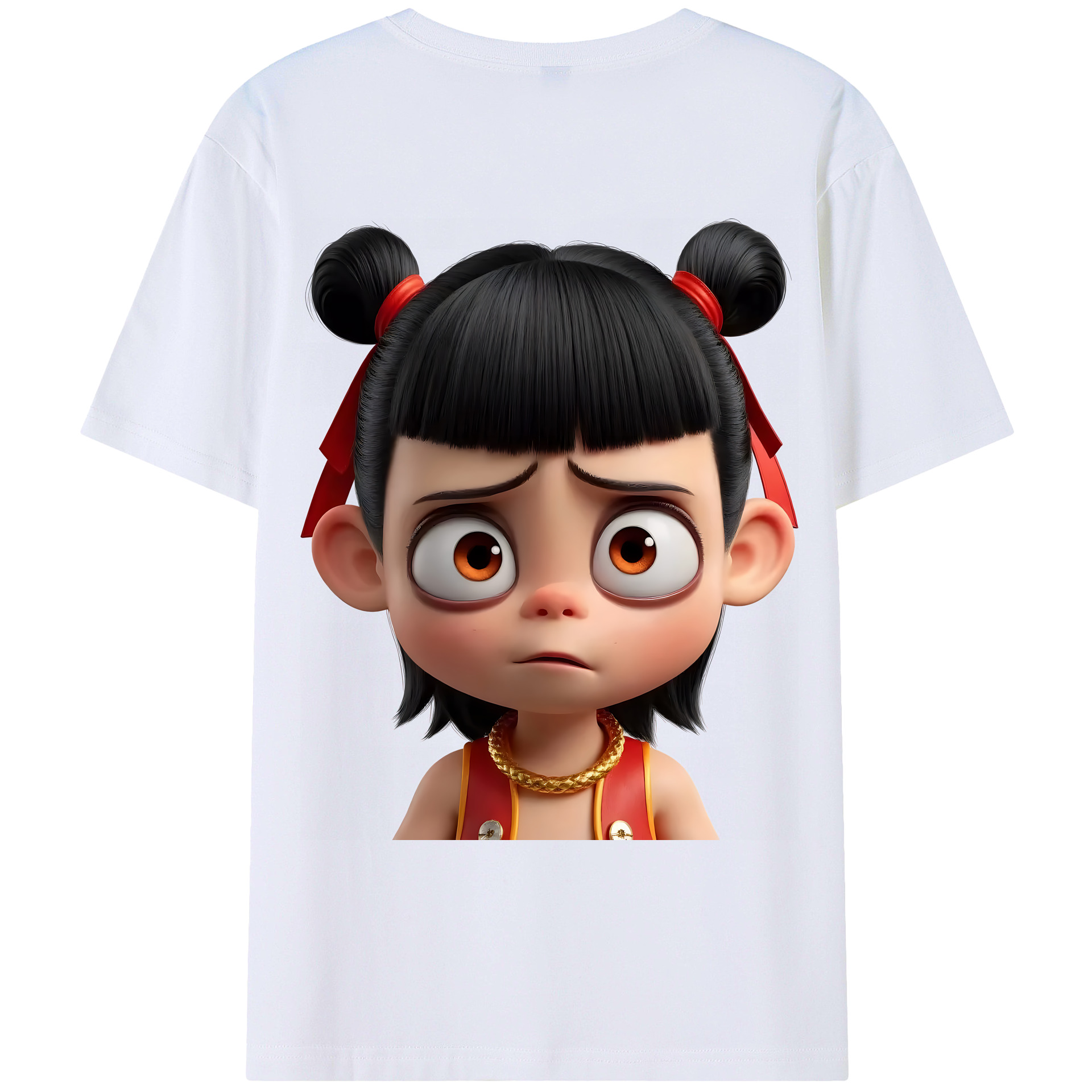 （画像用） Ne Zha 2 ナタ 魔童の大暴れ 綿100％ メンズ半袖Tシャツ（バックプリント） 通気性