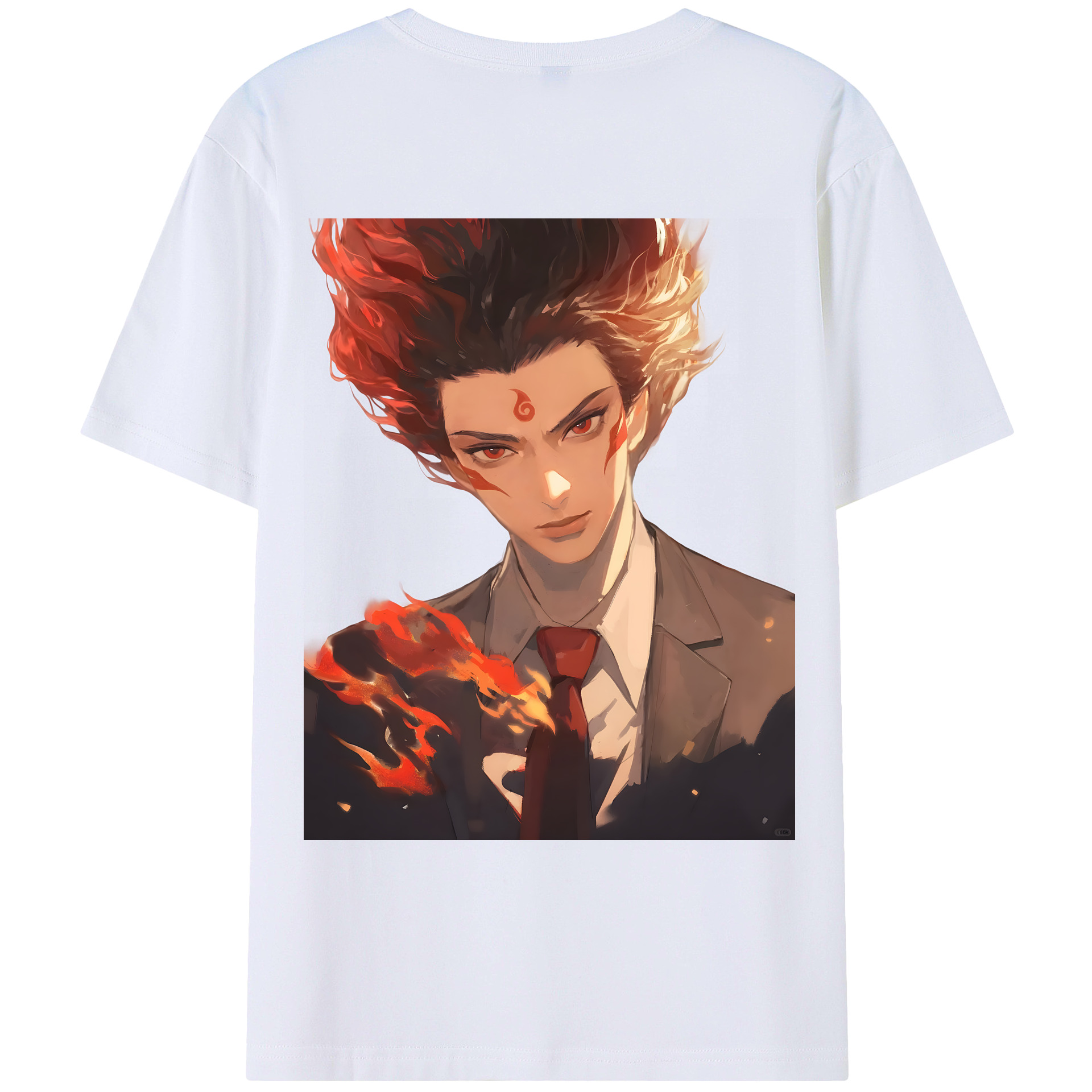（画像用） Ne Zha 2 ナタ 魔童の大暴れ 綿100％ メンズ半袖Tシャツ（バックプリント） 通気性