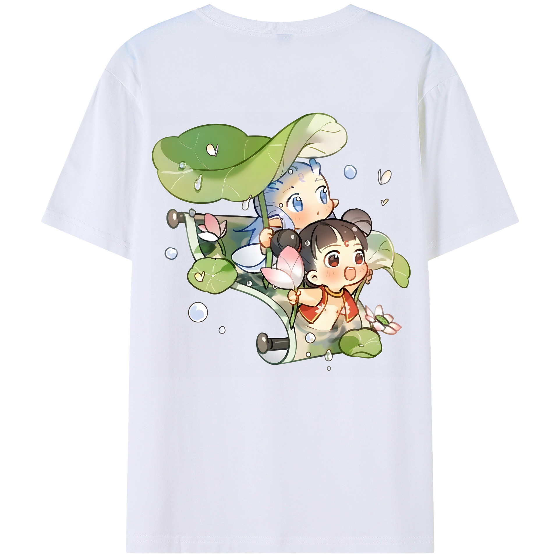 （画像用） Ne Zha 2 ナタ 魔童の大暴れ 綿100％ メンズ半袖Tシャツ（バックプリント） 通気性