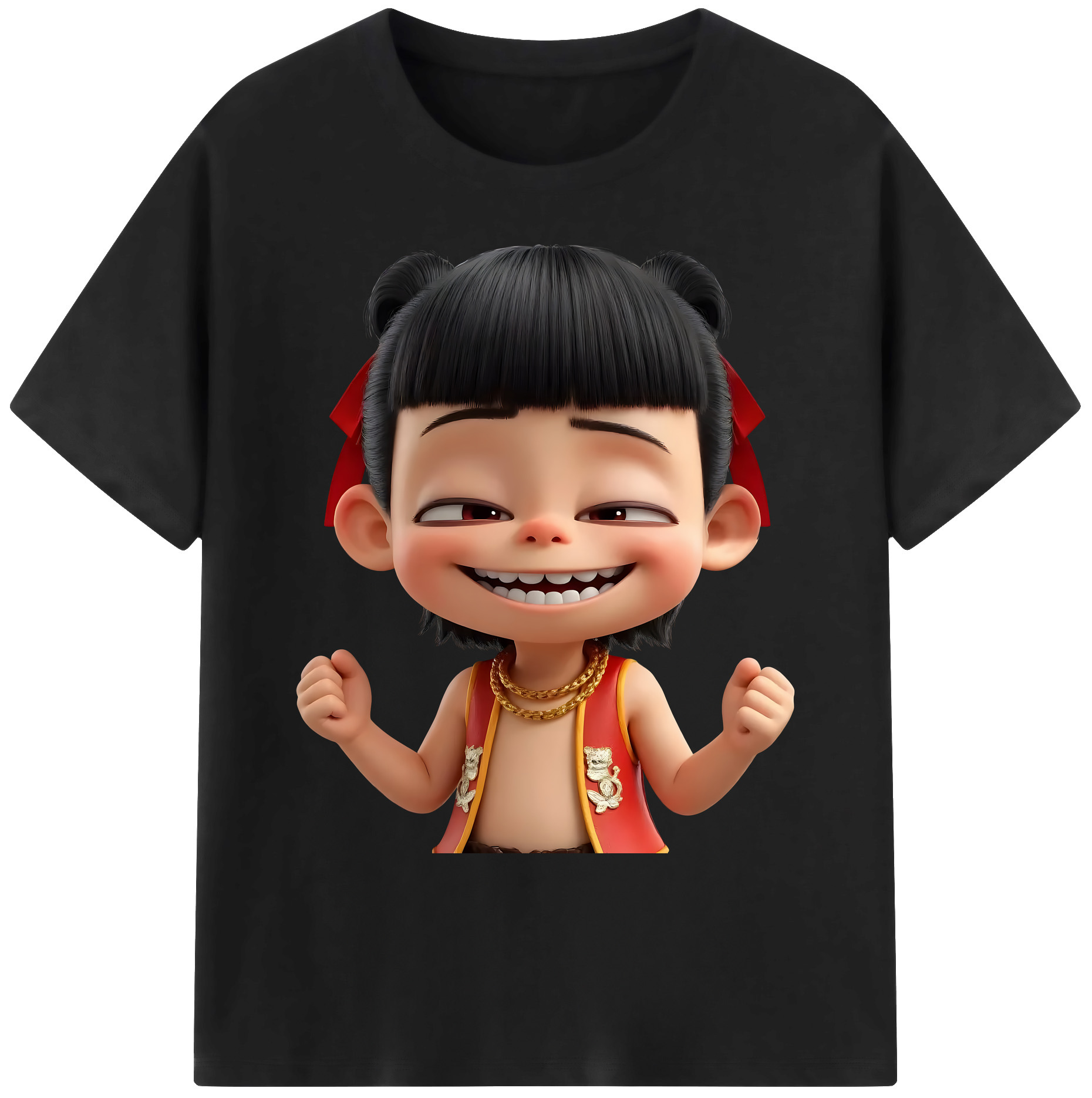 （画像用） Ne Zha 2 ナタ 魔童の大暴れ 綿100％ メンズ半袖Tシャツ｜肌触りやわらか＆通気性