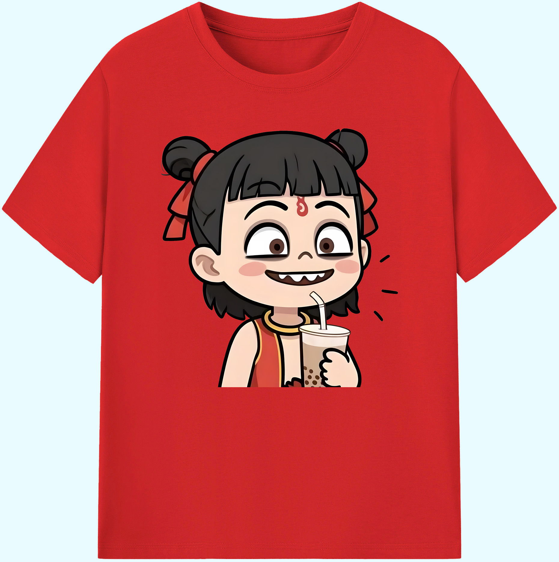 （画像用） Ne Zha 2 ナタ 魔童の大暴れ 綿100％ メンズ半袖Tシャツ｜肌触りやわらか＆通気性
