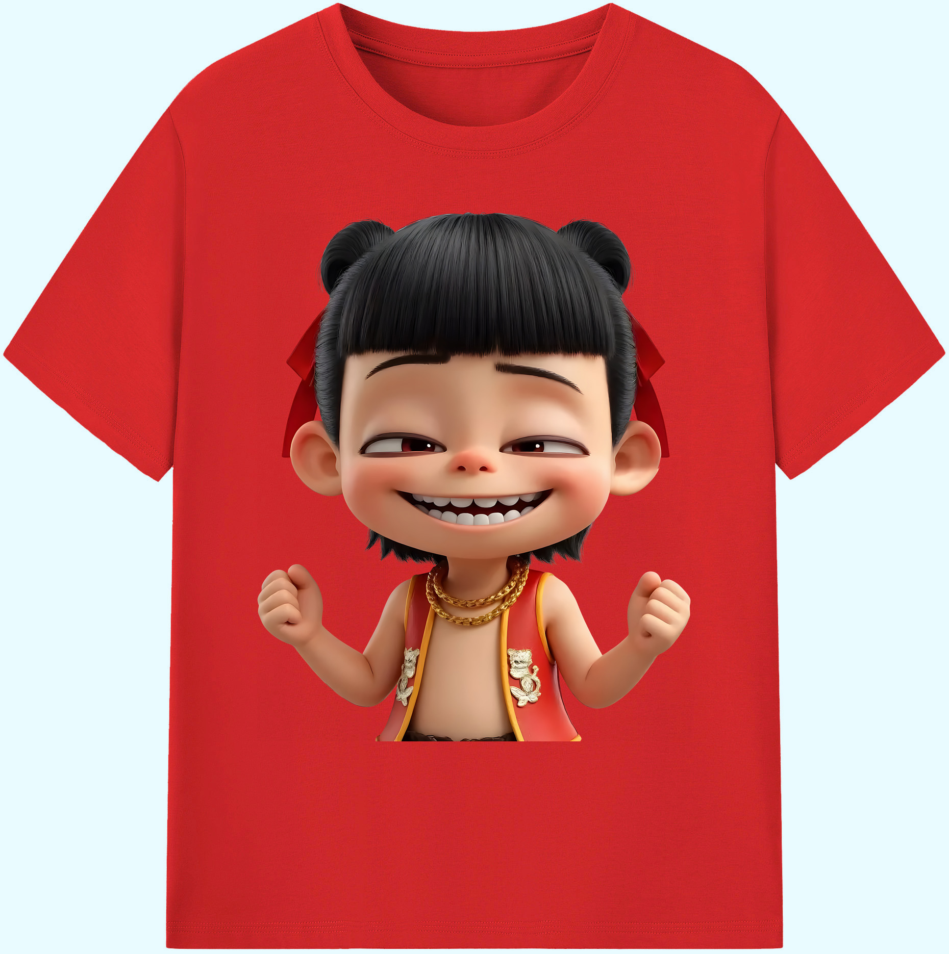 （画像用） Ne Zha 2 ナタ 魔童の大暴れ 綿100％ メンズ半袖Tシャツ｜肌触りやわらか＆通気性