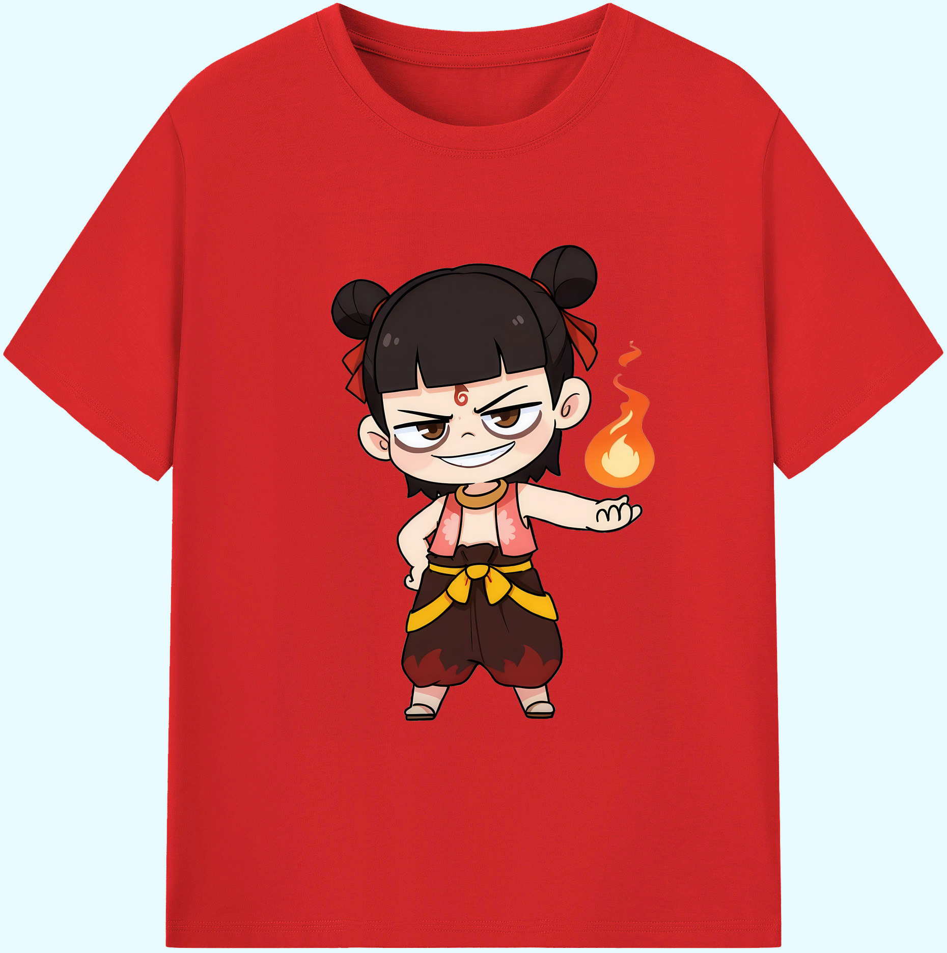 （画像用） Ne Zha 2 ナタ 魔童の大暴れ 綿100％ メンズ半袖Tシャツ｜肌触りやわらか＆通気性