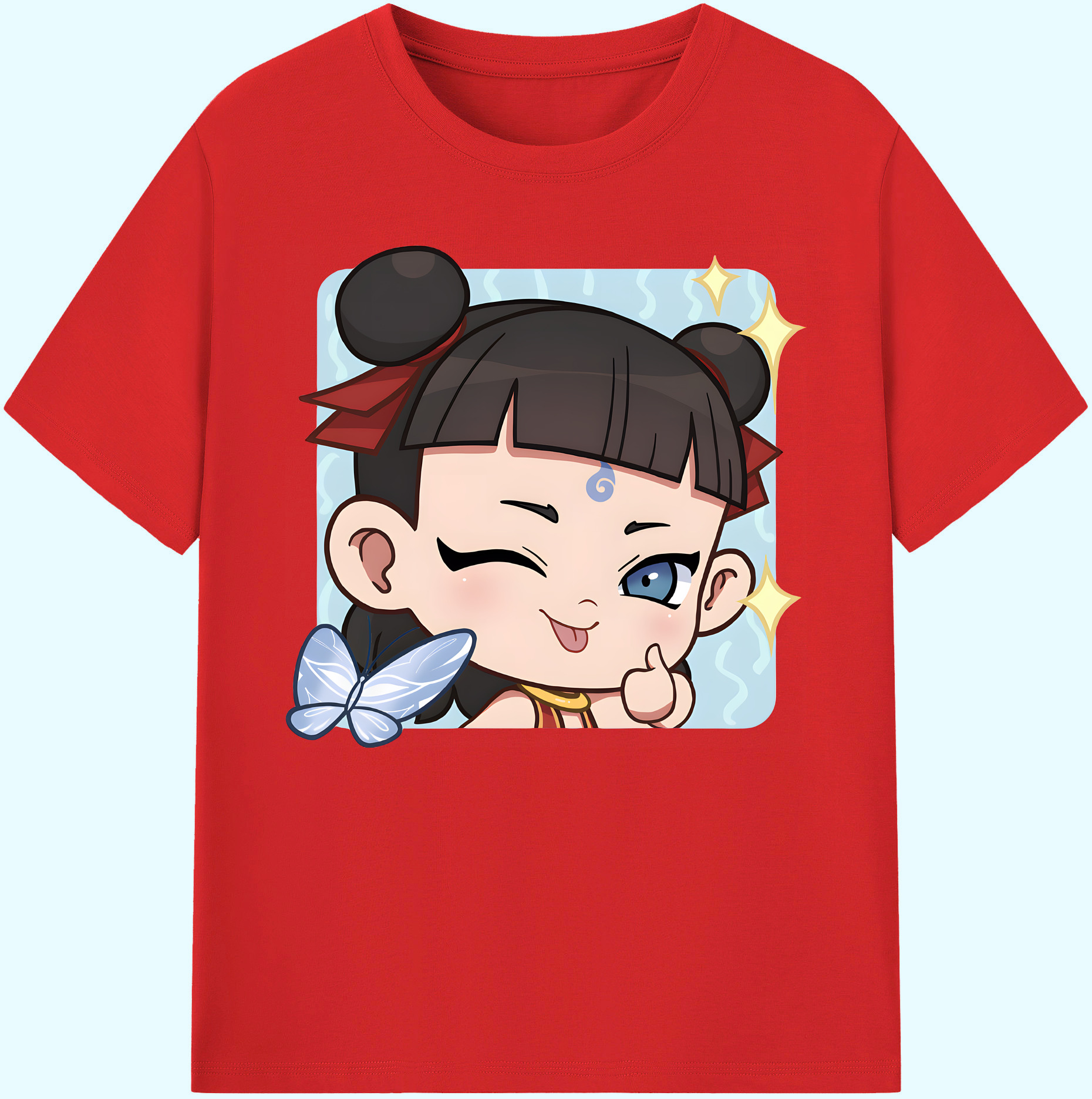 （画像用） Ne Zha 2 ナタ 魔童の大暴れ 綿100％ メンズ半袖Tシャツ｜肌触りやわらか＆通気性
