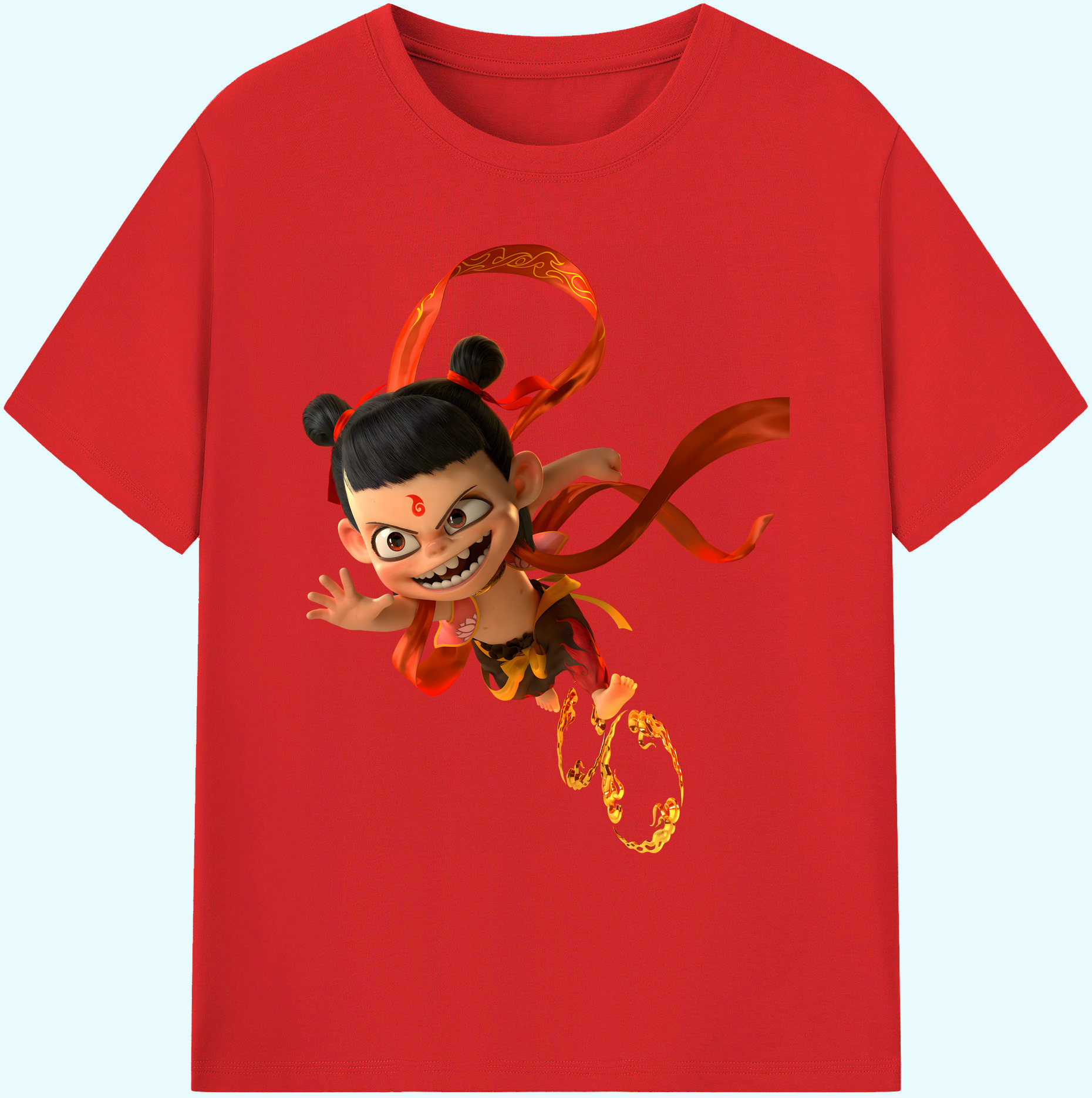 （画像用） Ne Zha 2 ナタ 魔童の大暴れ 綿100％ メンズ半袖Tシャツ｜肌触りやわらか＆通気性