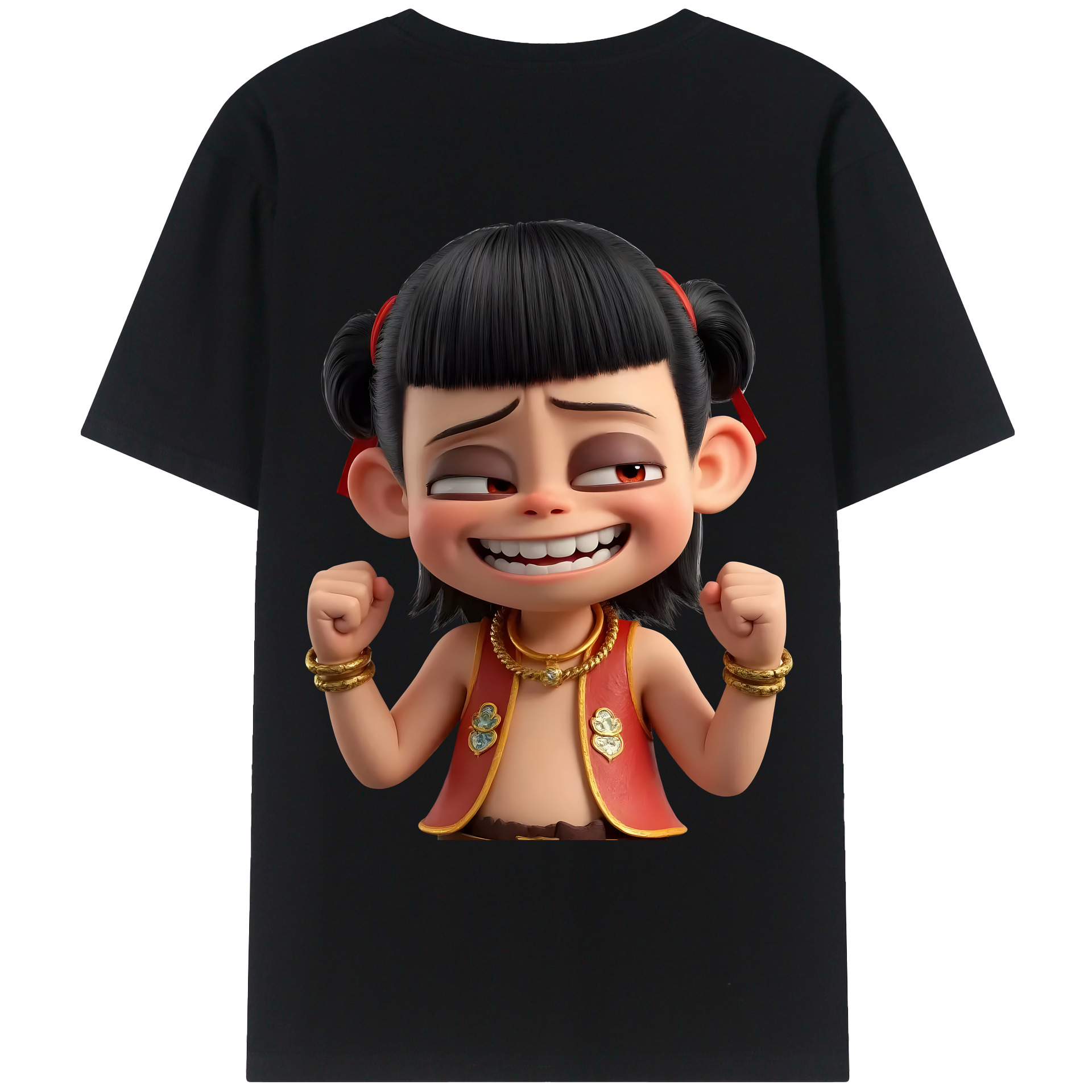 （画像用） Ne Zha 2 ナタ 魔童の大暴れ レディース半袖Tシャツ(バックプリント)