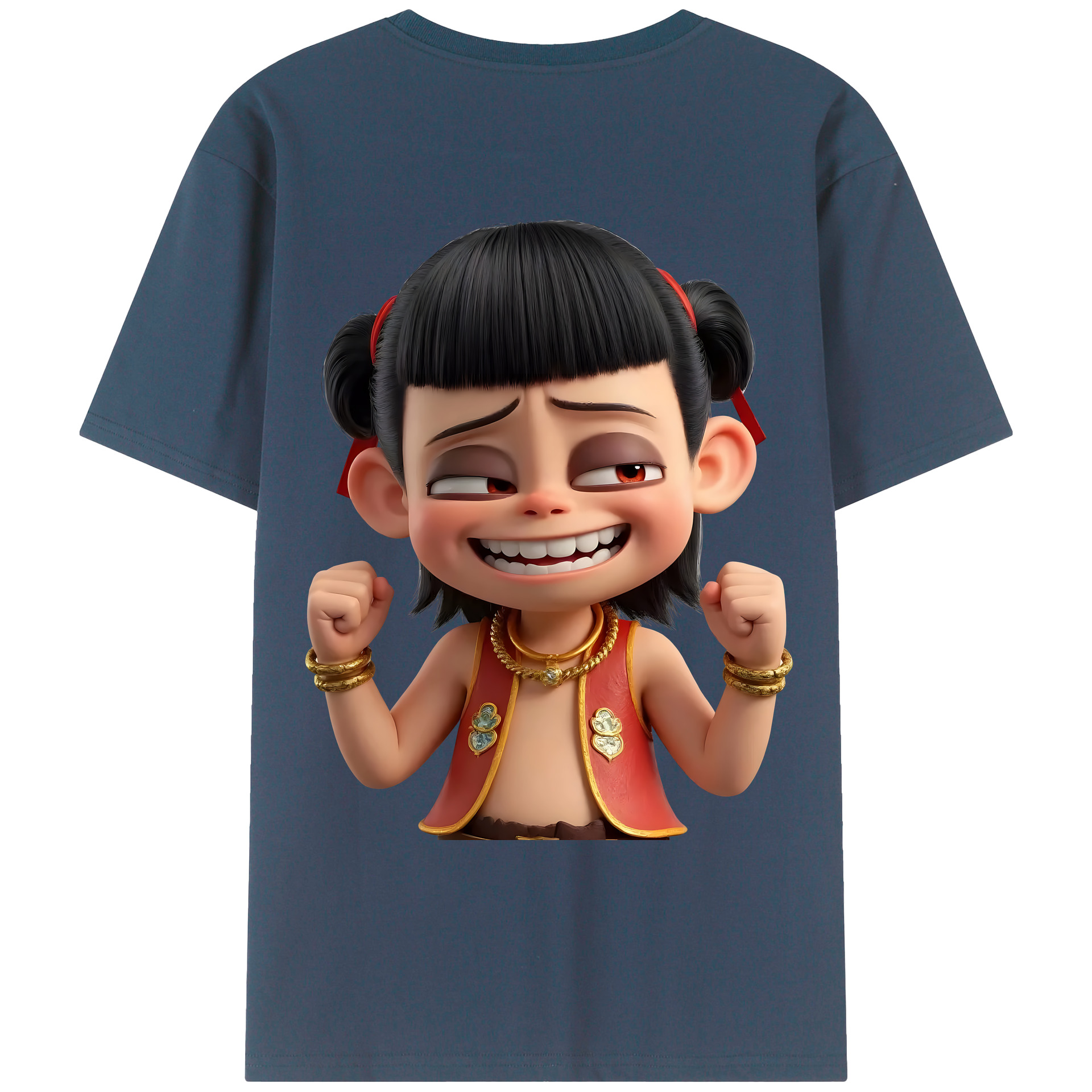 （画像用） Ne Zha 2 ナタ 魔童の大暴れ レディース半袖Tシャツ(バックプリント)
