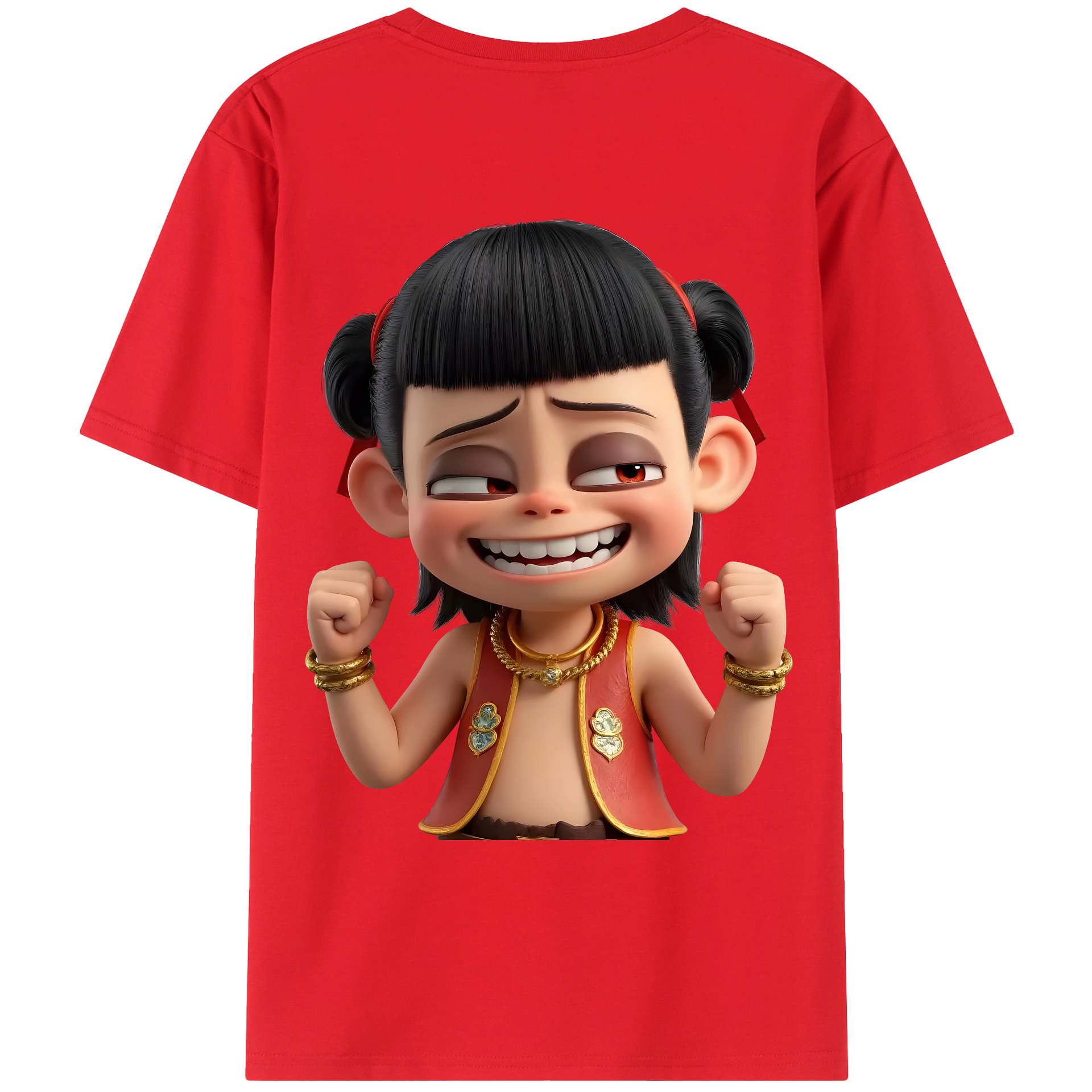（画像用） Ne Zha 2 ナタ 魔童の大暴れ レディース半袖Tシャツ(バックプリント)