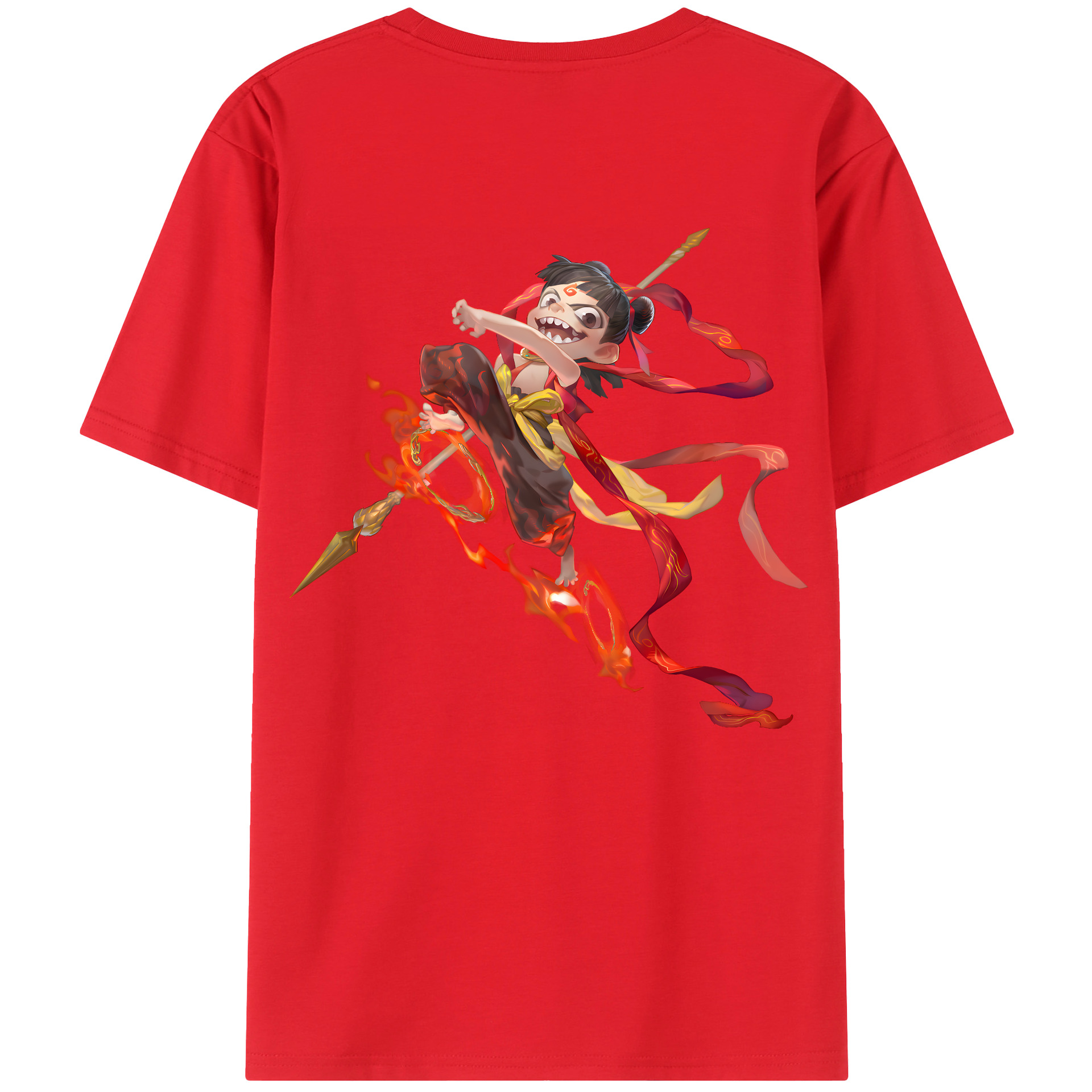 （画像用） Ne Zha 2 ナタ 魔童の大暴れ レディース半袖Tシャツ(バックプリント)