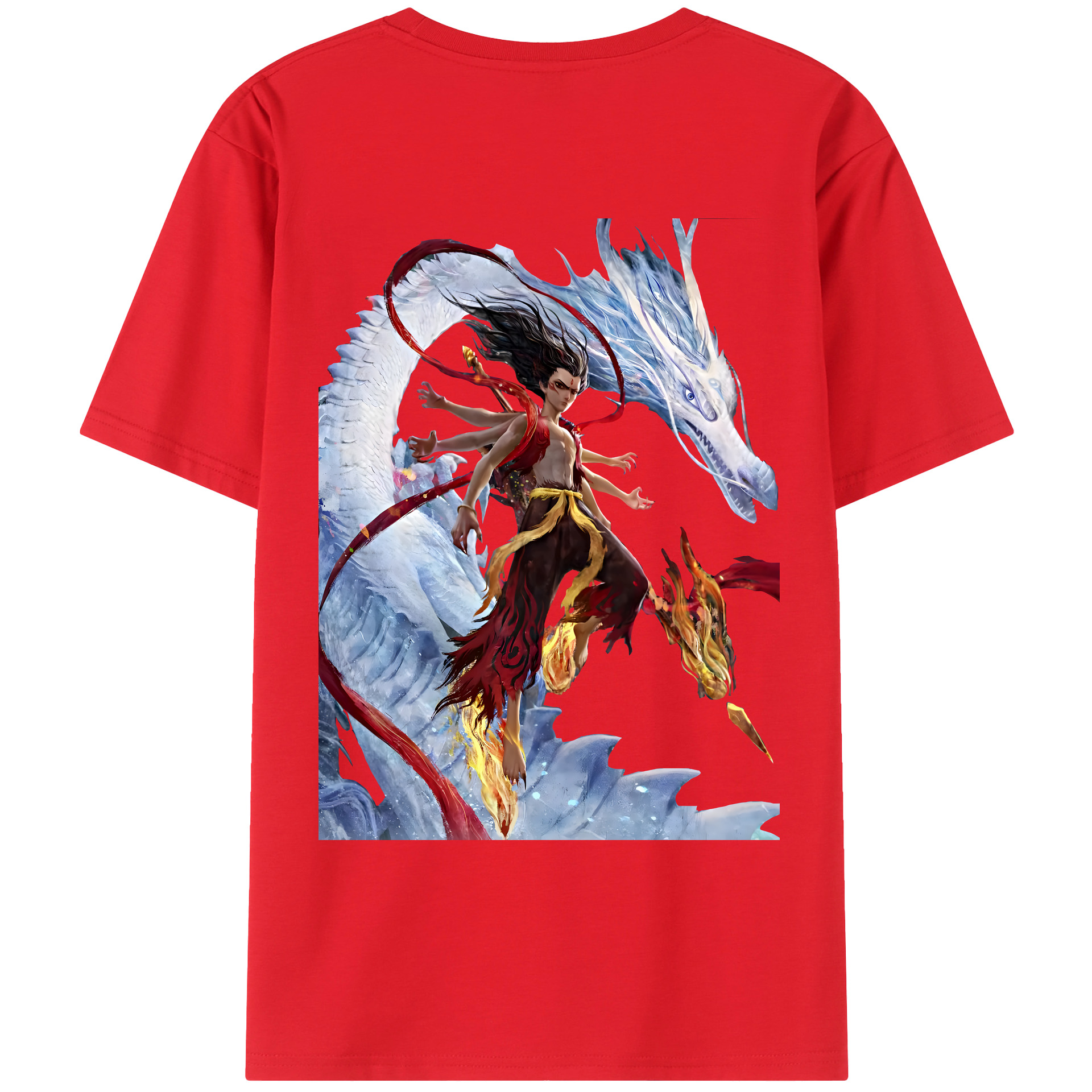 （画像用） Ne Zha 2 ナタ 魔童の大暴れ レディース半袖Tシャツ(バックプリント)