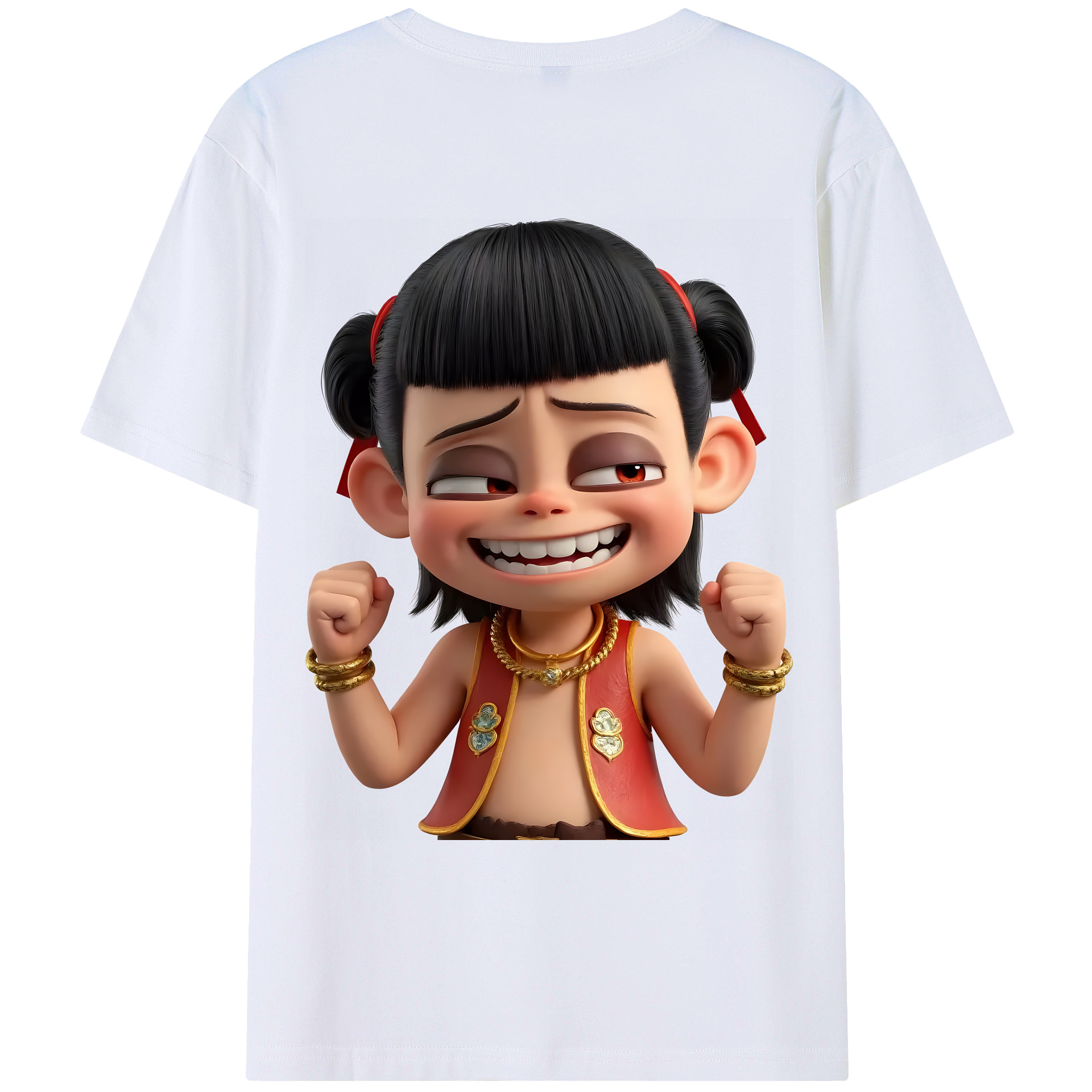 （画像用） Ne Zha 2 ナタ 魔童の大暴れ レディース半袖Tシャツ(バックプリント)