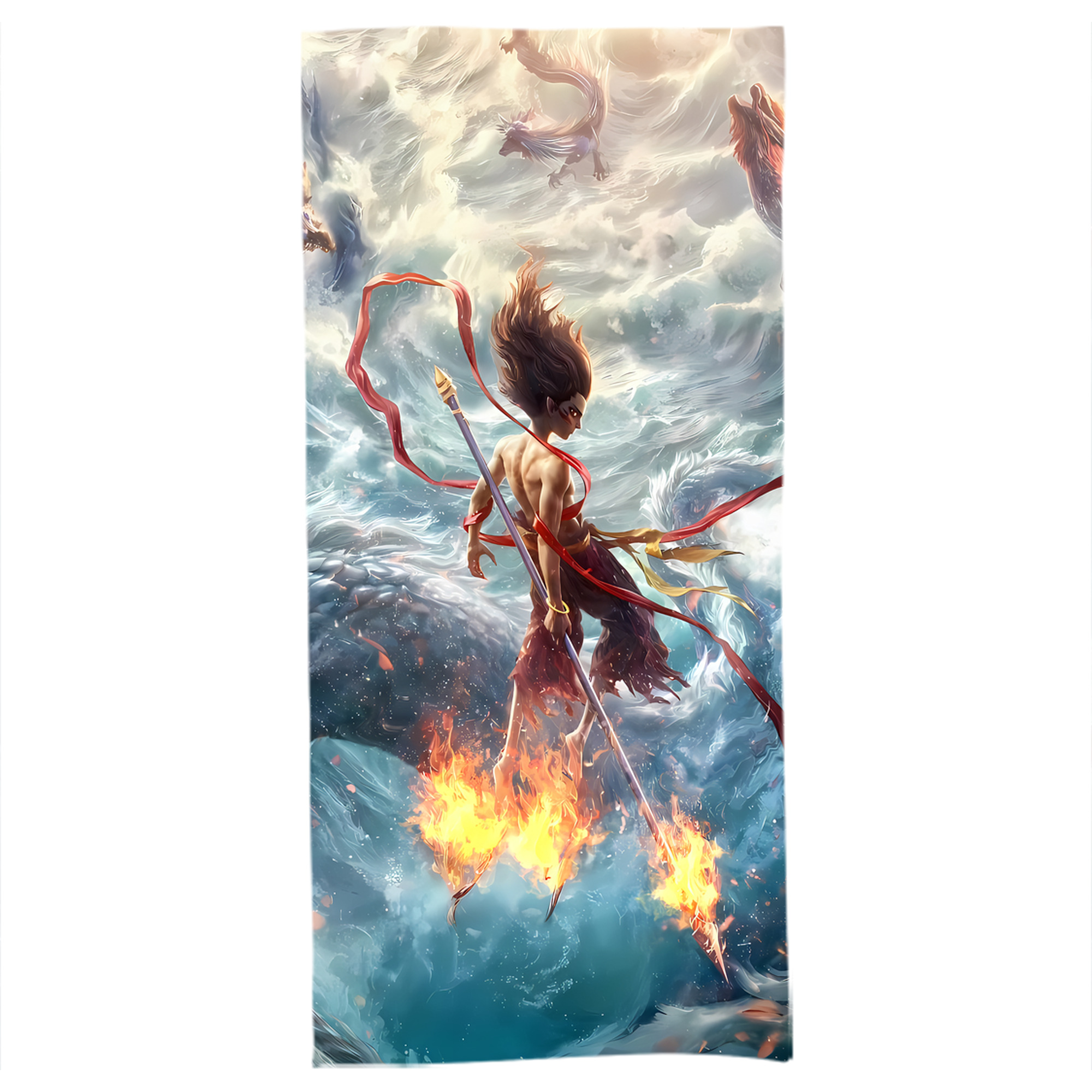 （画像用） Ne Zha 2 ナタ 魔童の大暴れ 大判バスタオル 70×140cm 吸水速乾 柔らかい肌触り
