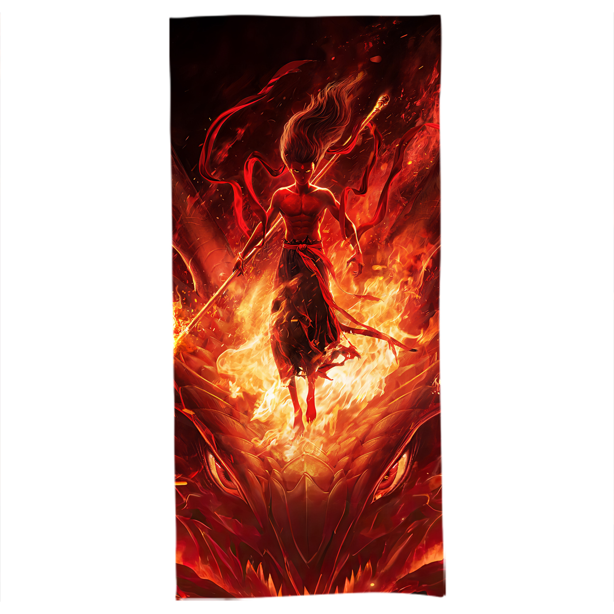 （画像用） Ne Zha 2 ナタ 魔童の大暴れ 大判バスタオル 70×140cm 吸水速乾 柔らかい肌触り